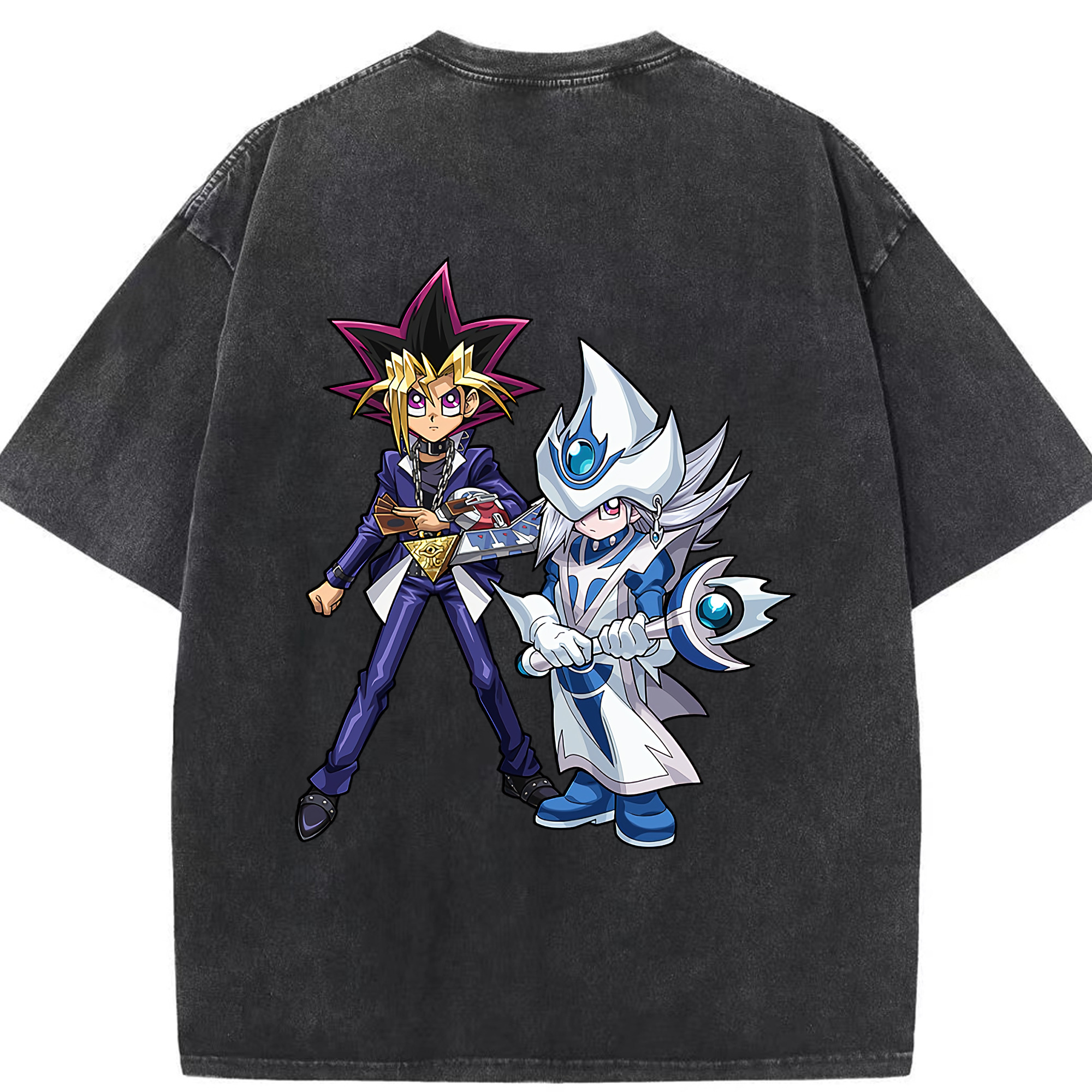 （画像用） 遊☆戯☆王 Yu-Gi-Oh! 綿100% ヴィンテージ風 半袖Tシャツ（背面プリント）