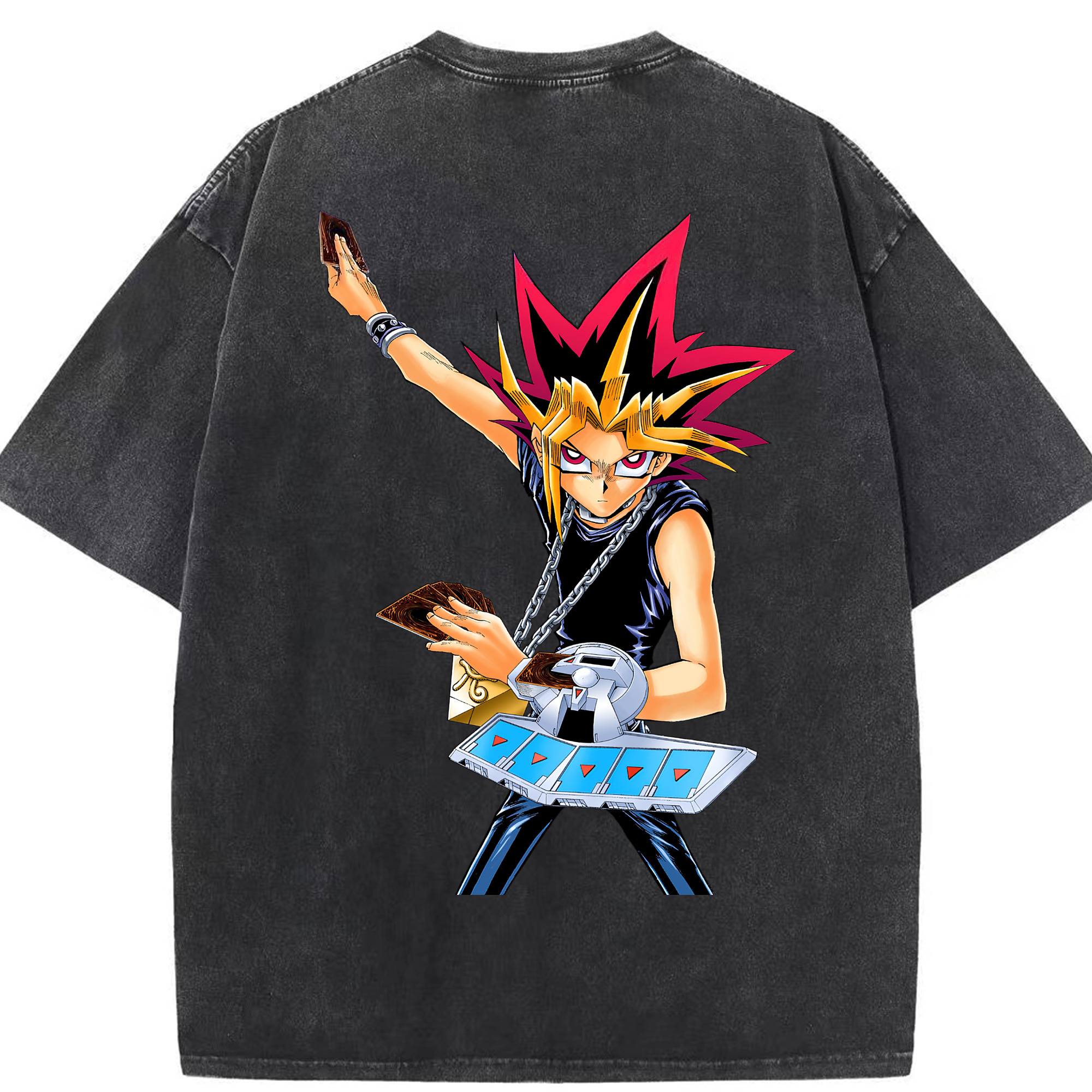 （画像用） 遊☆戯☆王 Yu-Gi-Oh! 綿100% ヴィンテージ風 半袖Tシャツ（背面プリント）