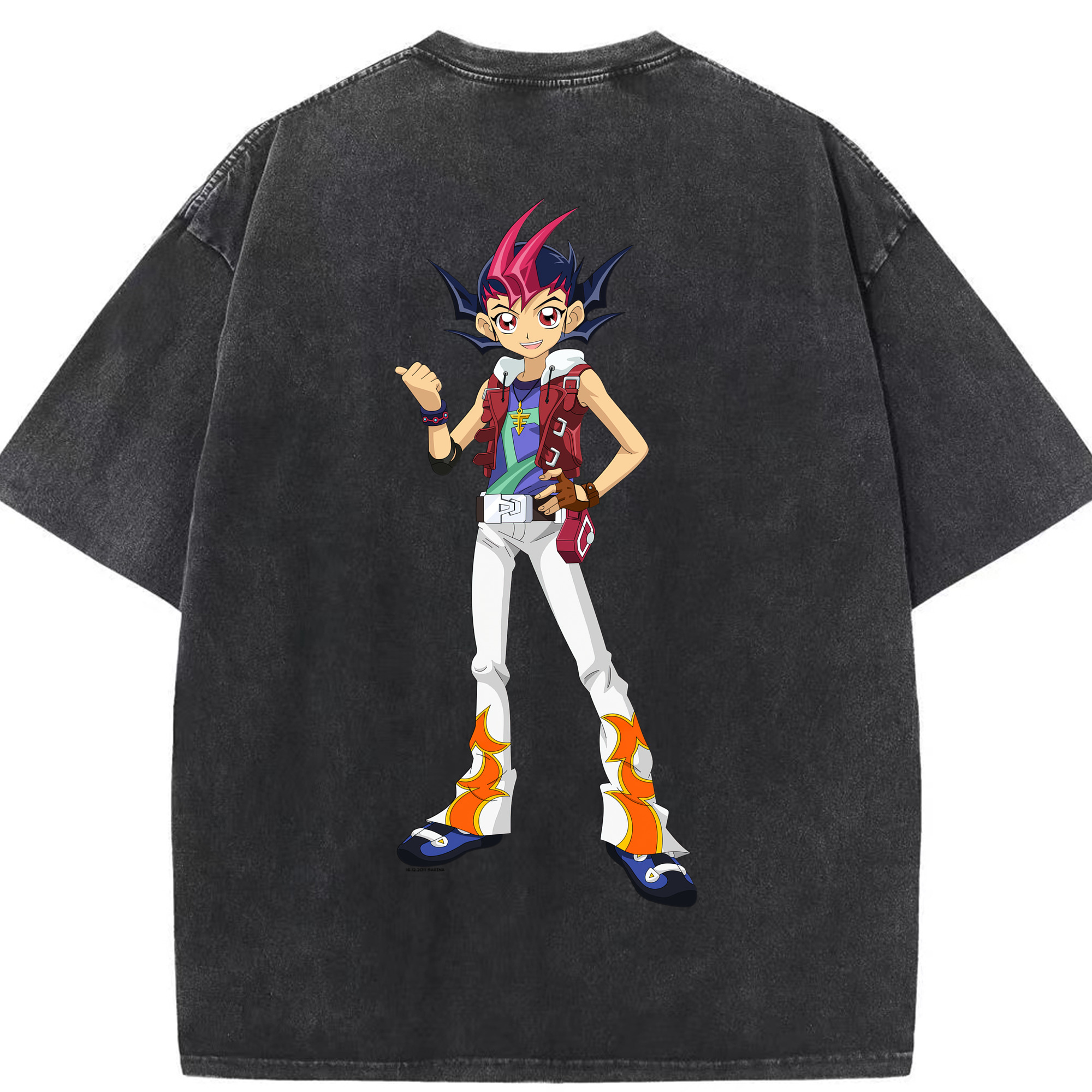 （画像用） 遊☆戯☆王 Yu-Gi-Oh! 綿100% ヴィンテージ風 半袖Tシャツ（背面プリント）