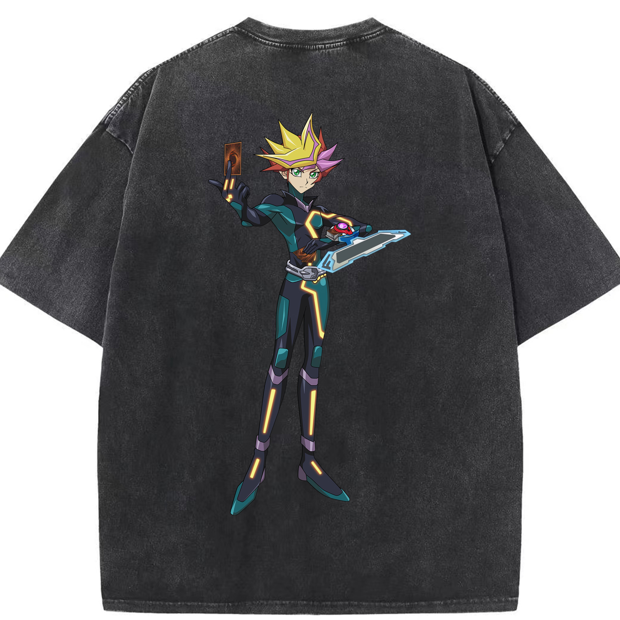 （画像用） 遊☆戯☆王 Yu-Gi-Oh! 綿100% ヴィンテージ風 半袖Tシャツ（背面プリント）