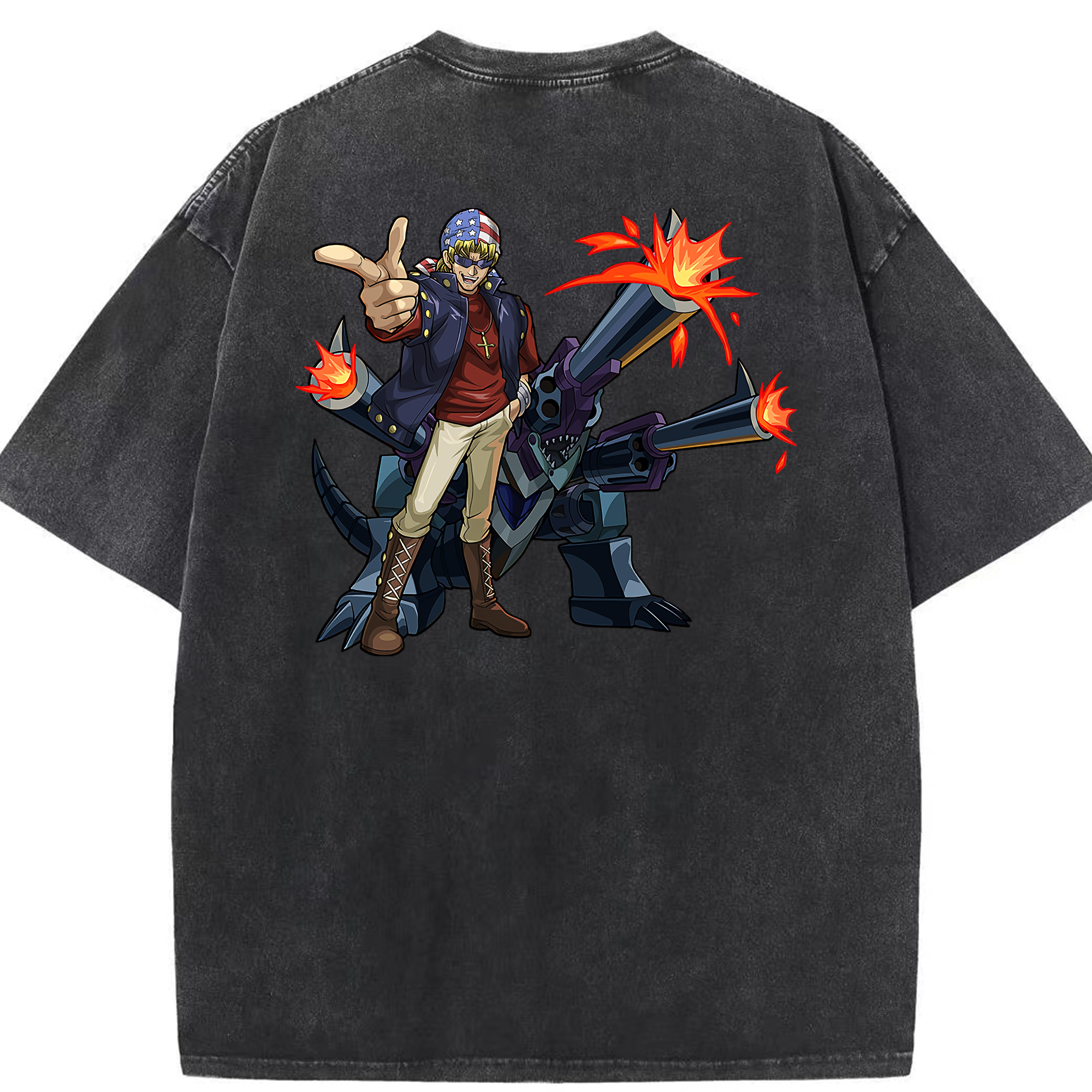 （画像用） 遊☆戯☆王 Yu-Gi-Oh! 綿100% ヴィンテージ風 半袖Tシャツ（背面プリント）