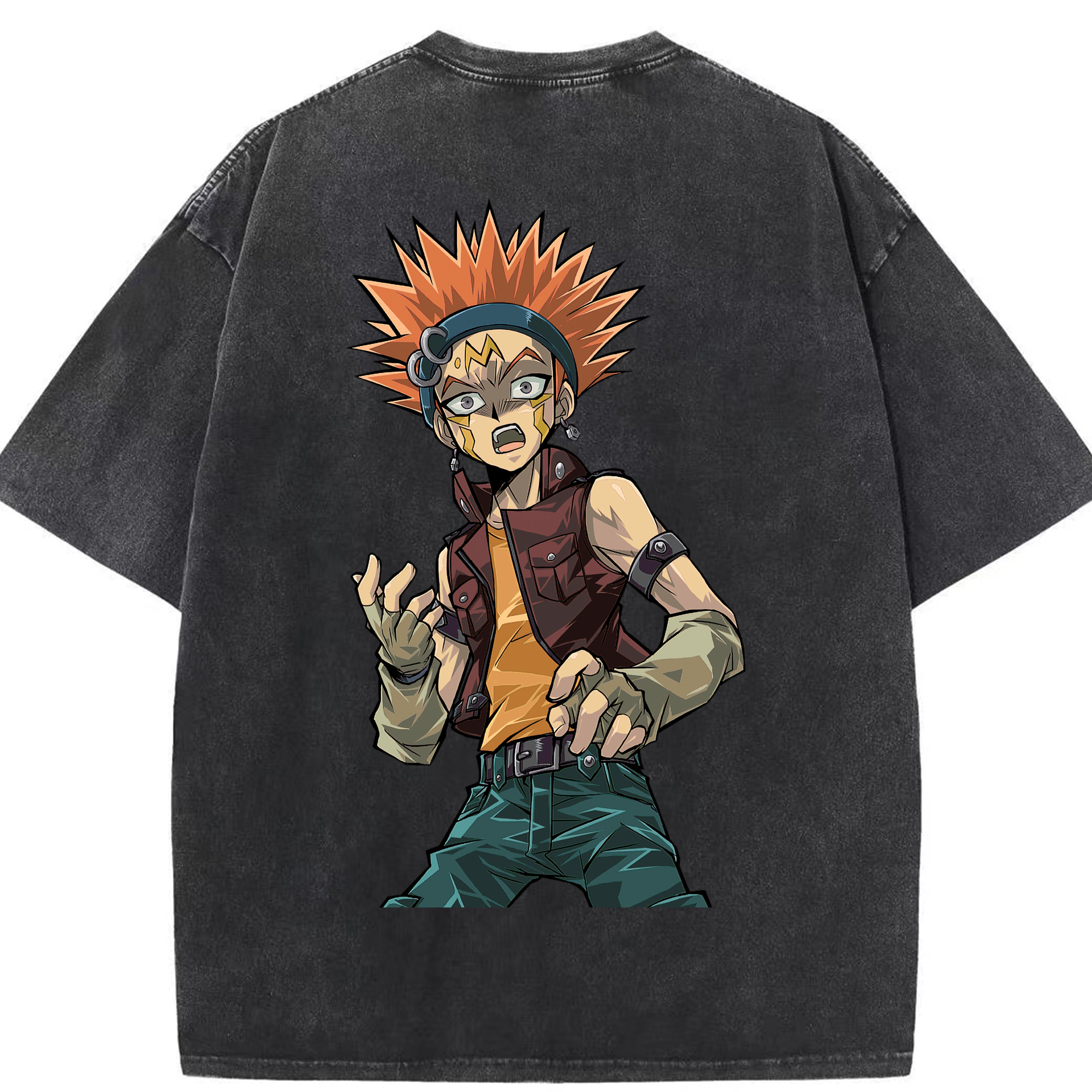 （画像用） 遊☆戯☆王 Yu-Gi-Oh! 綿100% ヴィンテージ風 半袖Tシャツ（背面プリント）
