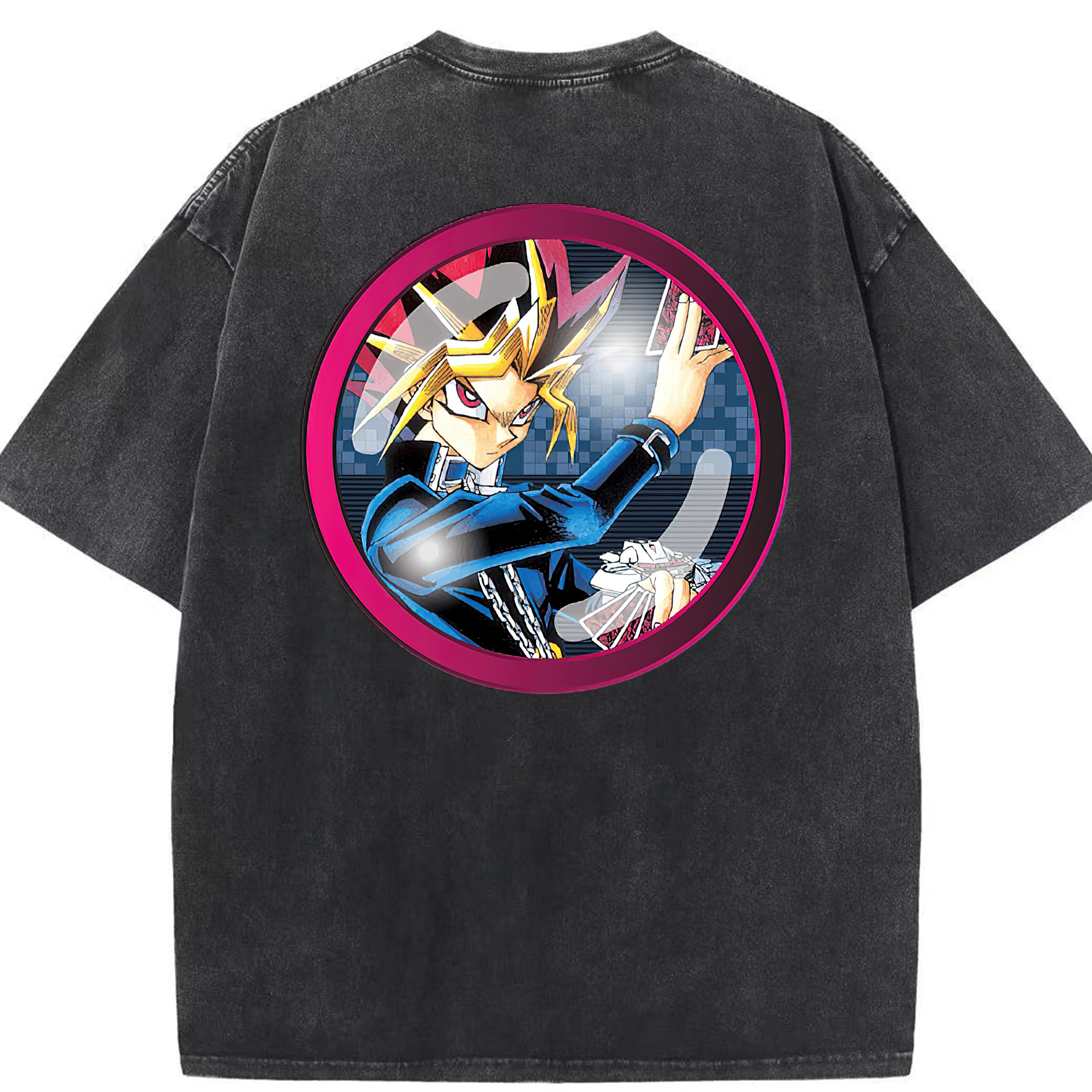（画像用） 遊☆戯☆王 Yu-Gi-Oh! 綿100% ヴィンテージ風 半袖Tシャツ（背面プリント）