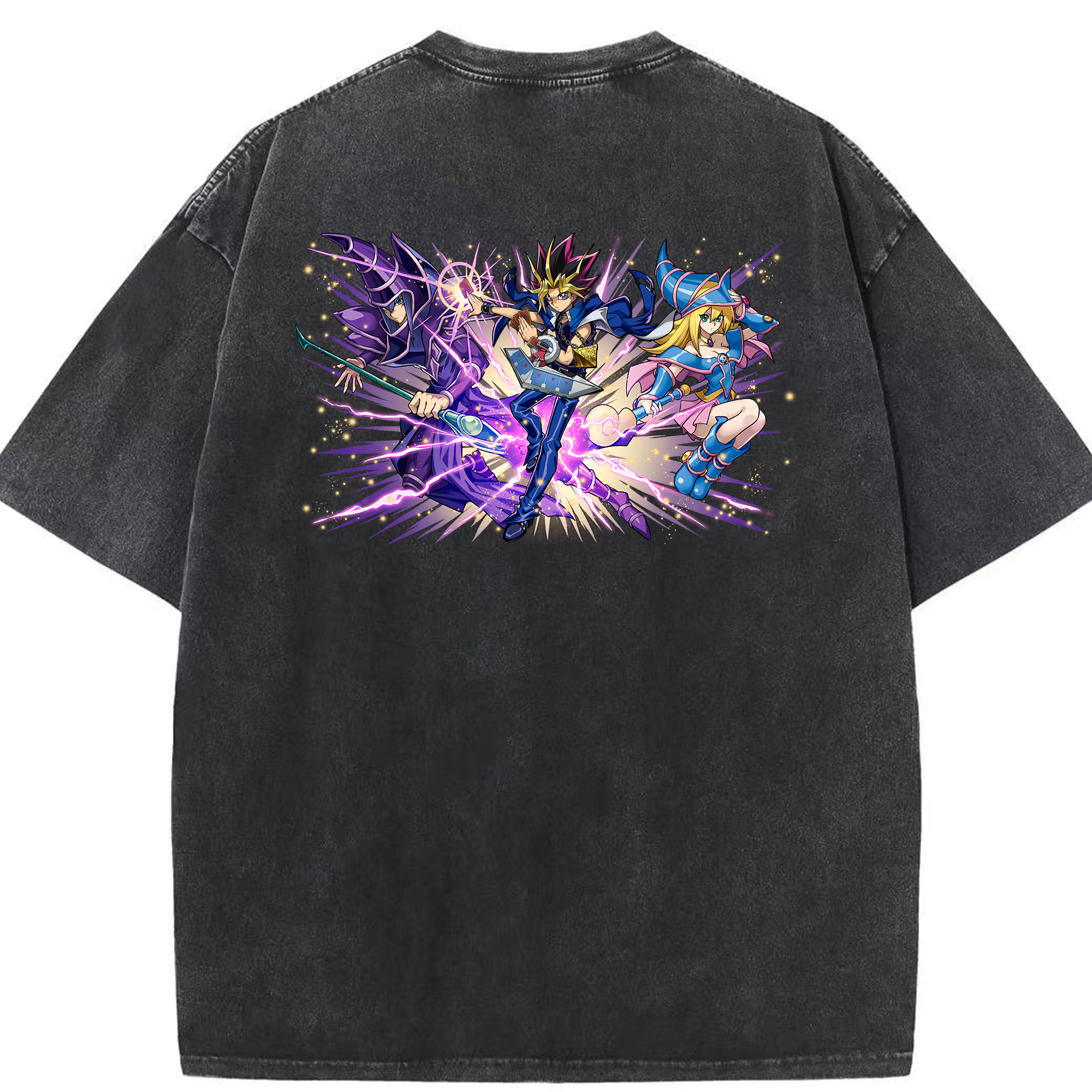 （画像用） 遊☆戯☆王 Yu-Gi-Oh! 綿100% ヴィンテージ風 半袖Tシャツ（背面プリント）