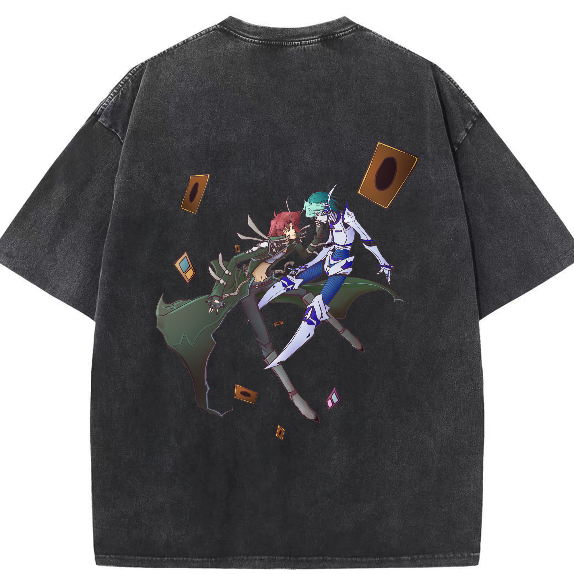 （画像用） 遊☆戯☆王 Yu-Gi-Oh! 綿100% ヴィンテージ風 半袖Tシャツ（背面プリント）