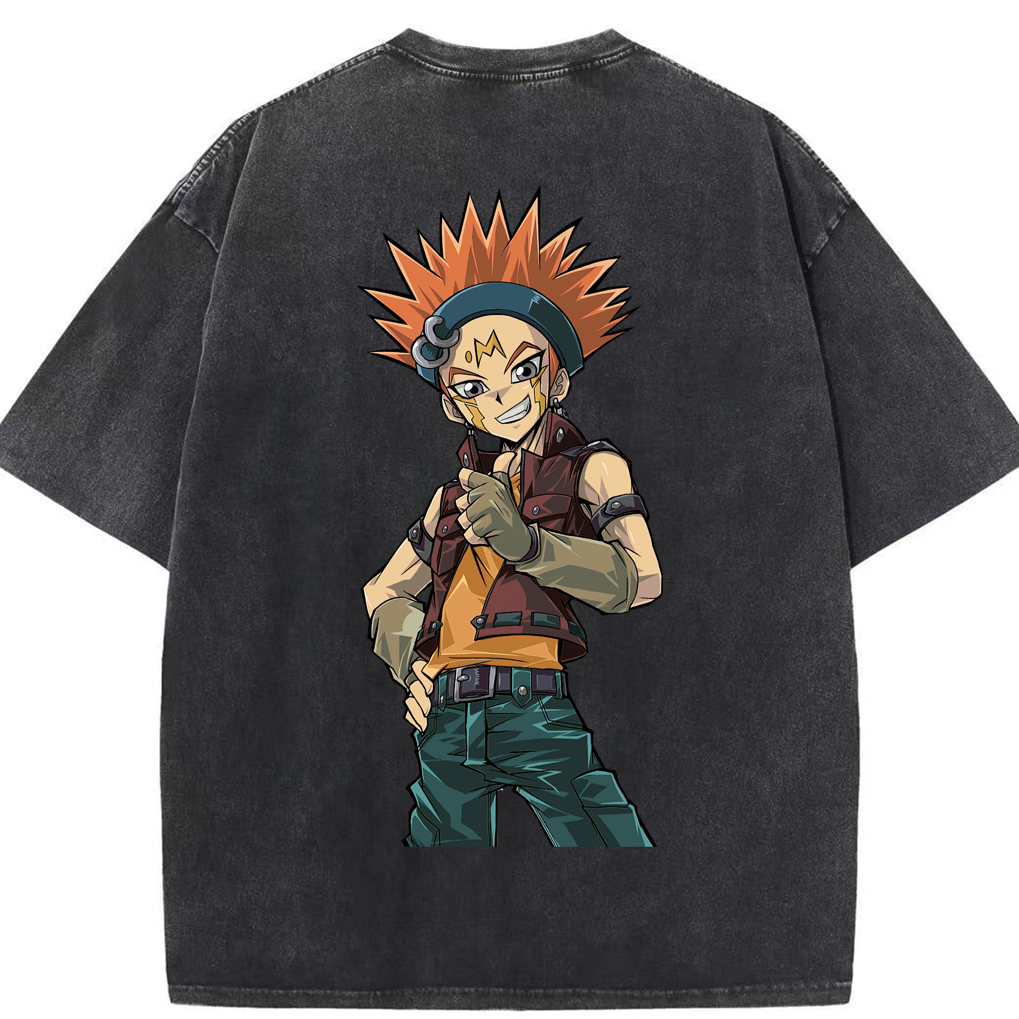 （画像用） 遊☆戯☆王 Yu-Gi-Oh! 綿100% ヴィンテージ風 半袖Tシャツ（背面プリント）