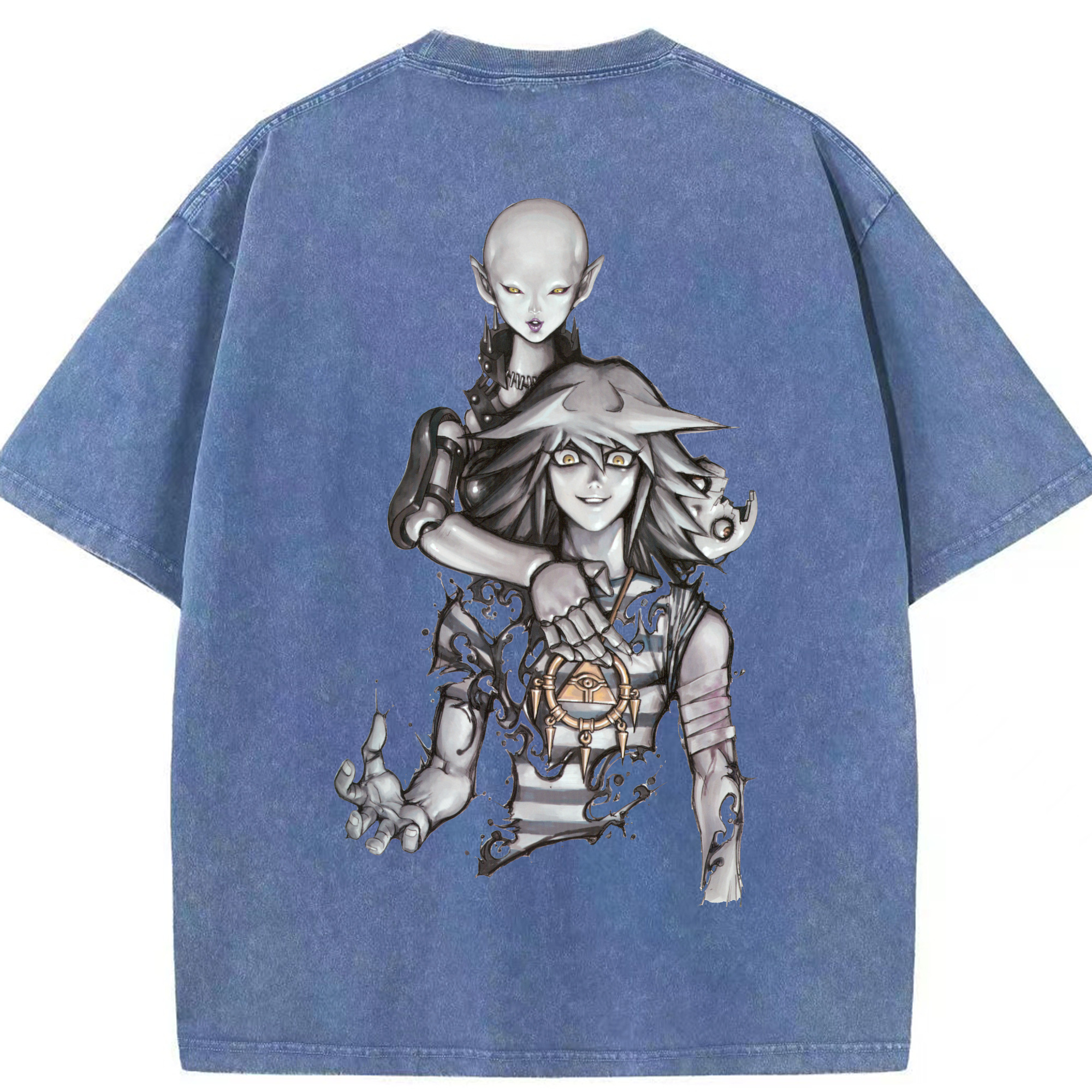 （画像用） 遊☆戯☆王 Yu-Gi-Oh! 綿100% ヴィンテージ風 半袖Tシャツ（背面プリント）