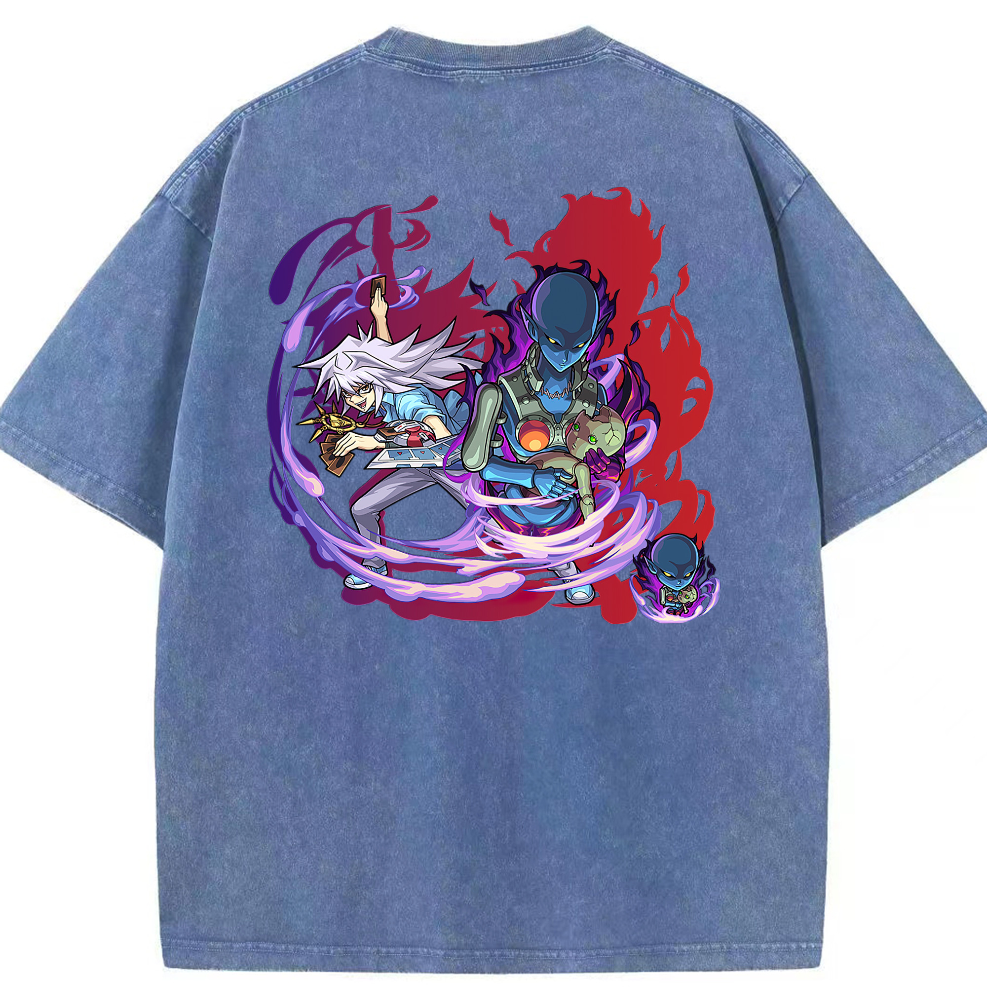 （画像用） 遊☆戯☆王 Yu-Gi-Oh! 綿100% ヴィンテージ風 半袖Tシャツ（背面プリント）