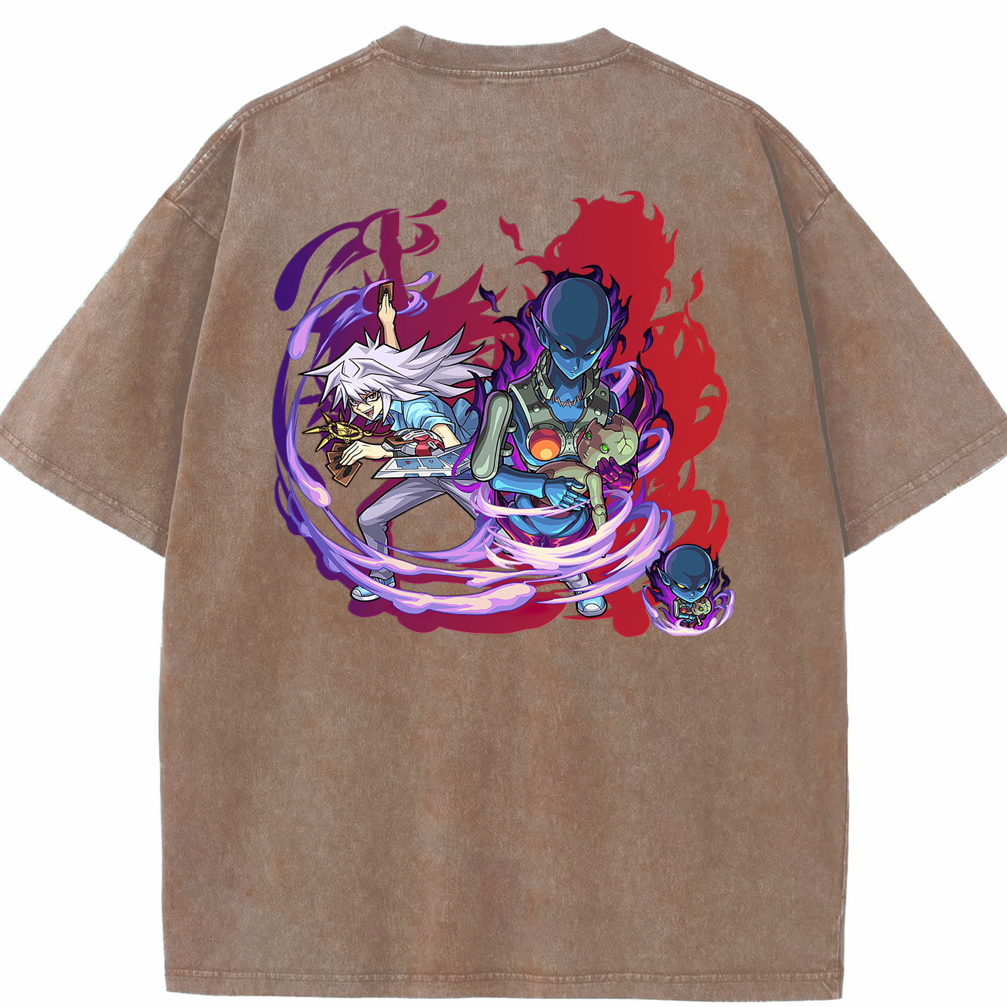 （画像用） 遊☆戯☆王 Yu-Gi-Oh! 綿100% ヴィンテージ風 半袖Tシャツ（背面プリント）
