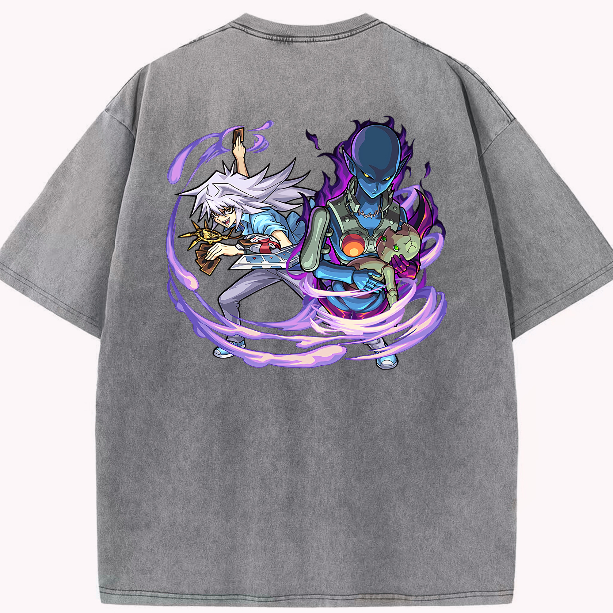 （画像用） 遊☆戯☆王 Yu-Gi-Oh! 綿100% ヴィンテージ風 半袖Tシャツ（背面プリント）