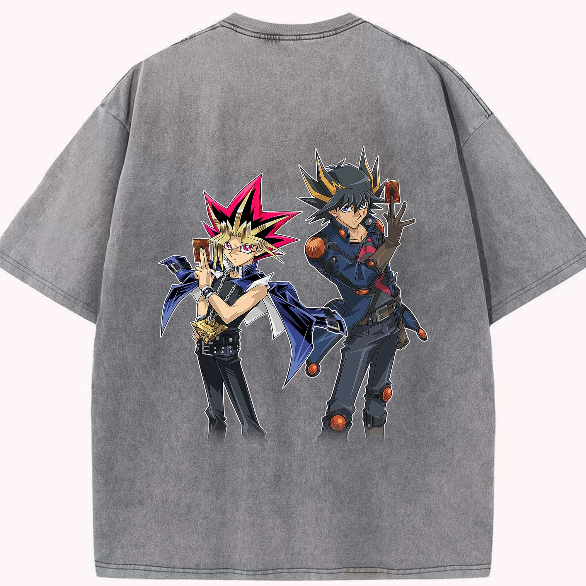 （画像用） 遊☆戯☆王 Yu-Gi-Oh! 綿100% ヴィンテージ風 半袖Tシャツ（背面プリント）