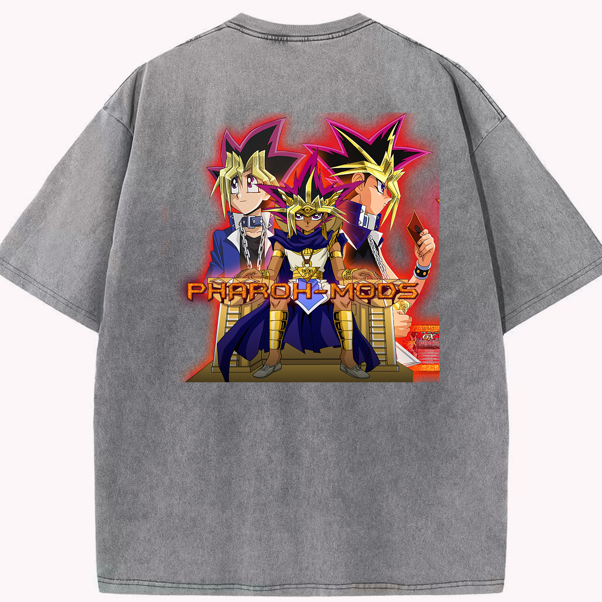 （画像用） 遊☆戯☆王 Yu-Gi-Oh! 綿100% ヴィンテージ風 半袖Tシャツ（背面プリント）