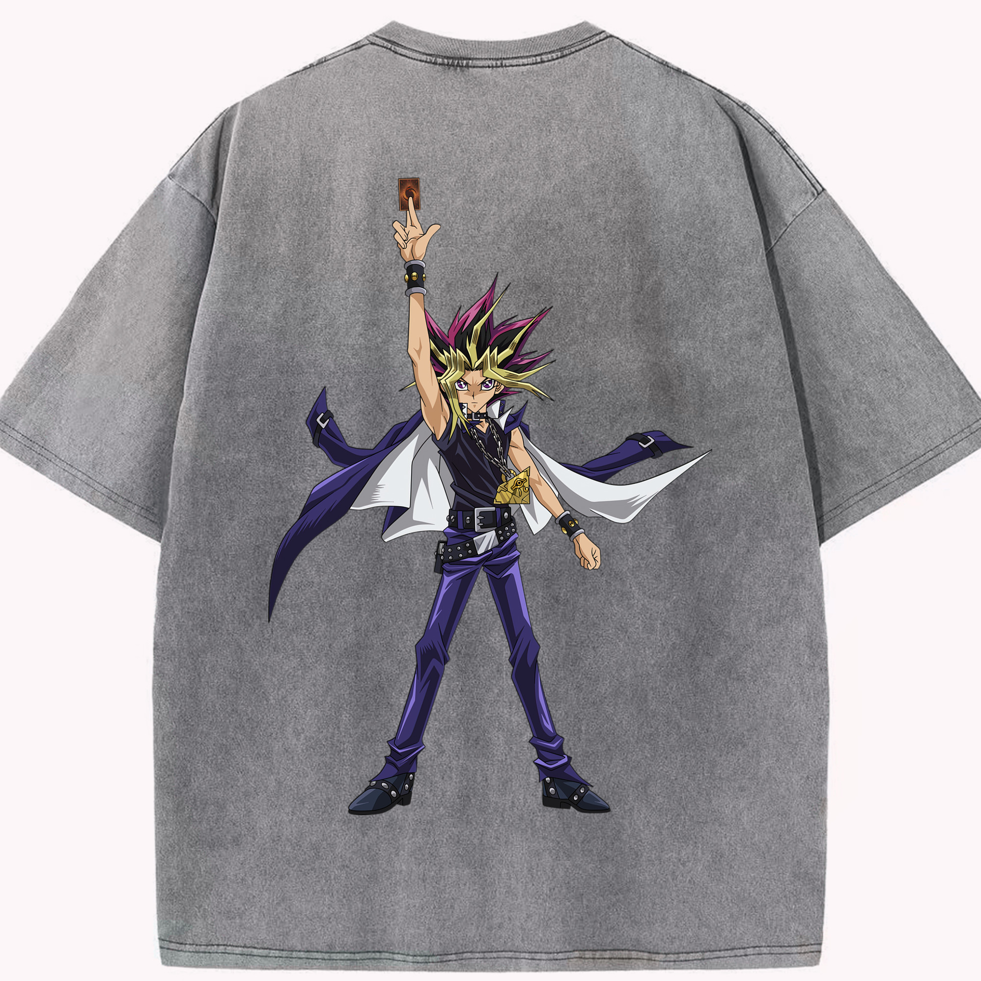 （画像用） 遊☆戯☆王 Yu-Gi-Oh! 綿100% ヴィンテージ風 半袖Tシャツ（背面プリント）