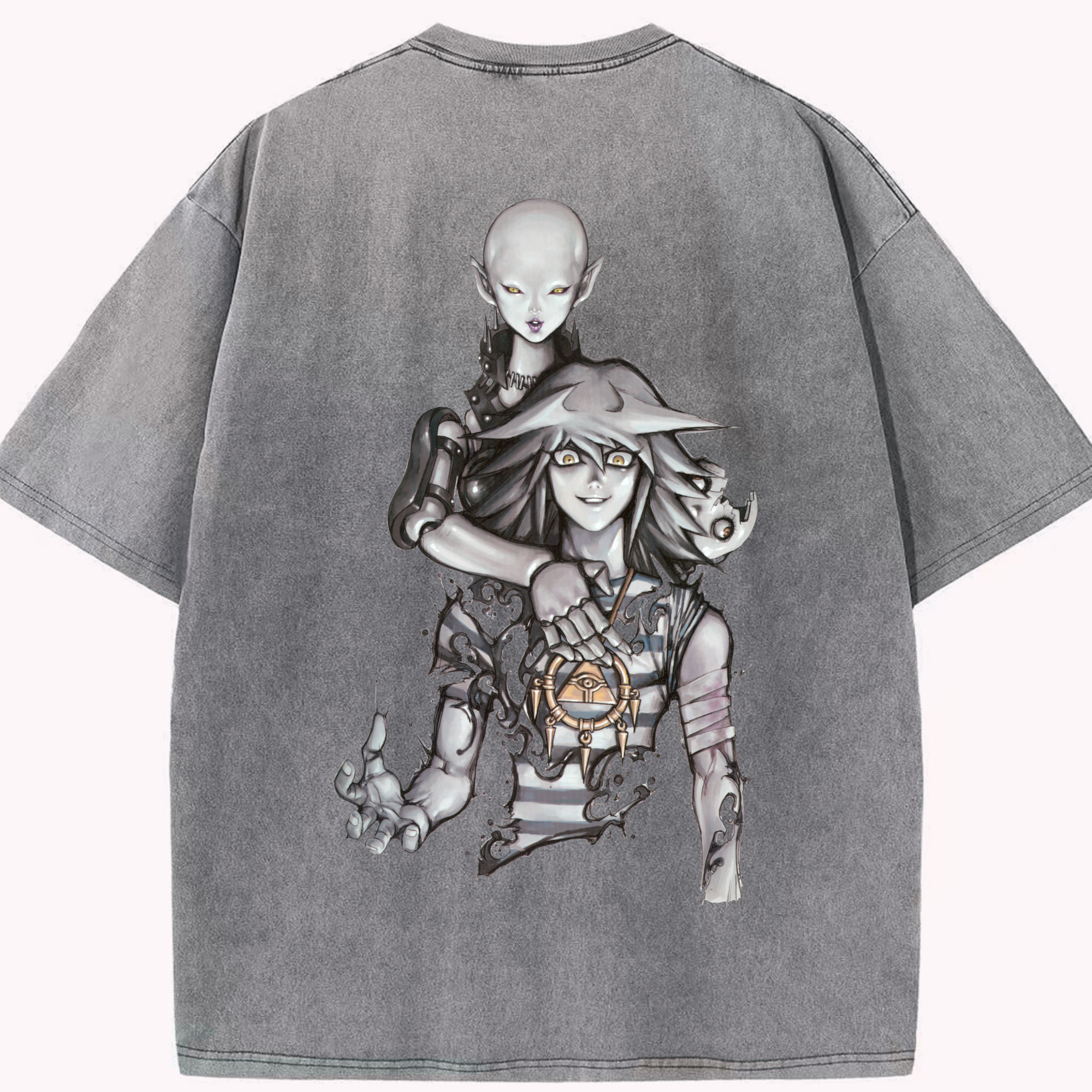 （画像用） 遊☆戯☆王 Yu-Gi-Oh! 綿100% ヴィンテージ風 半袖Tシャツ（背面プリント）