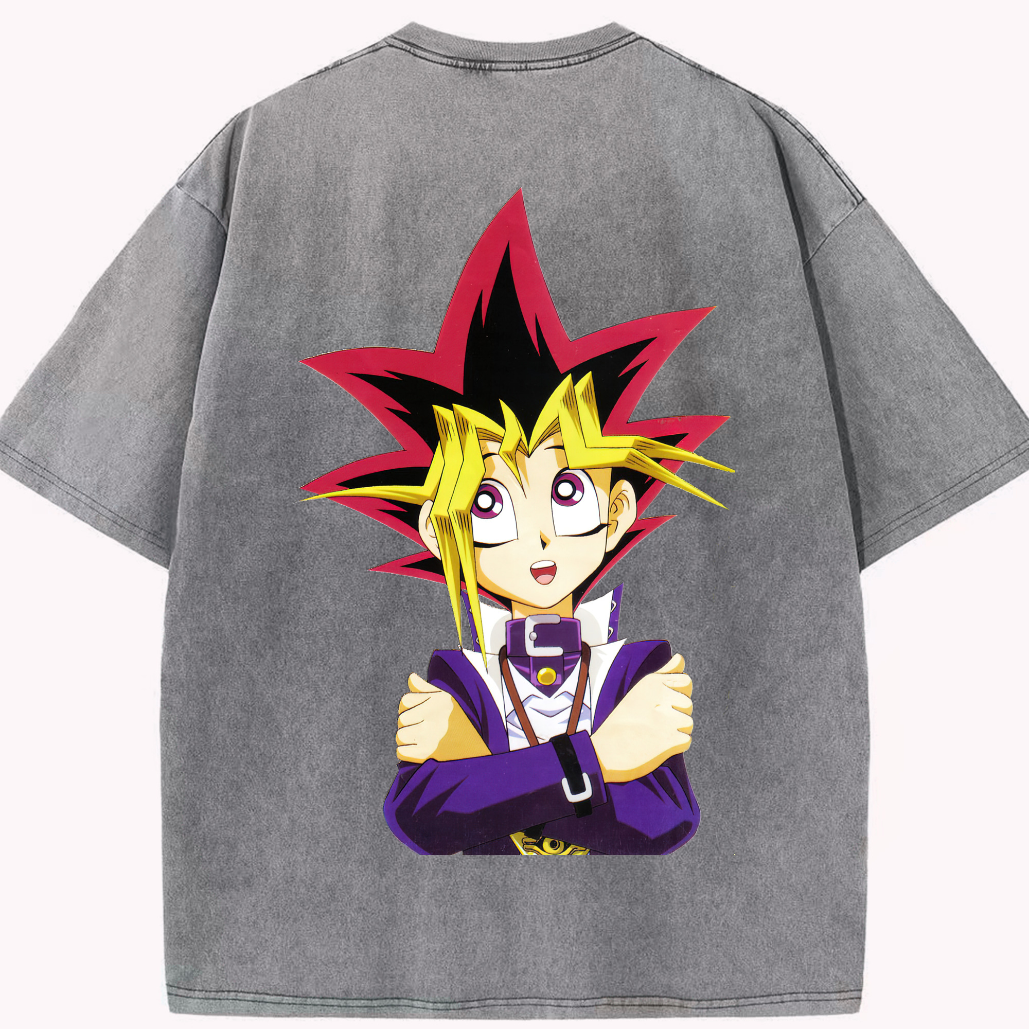 （画像用） 遊☆戯☆王 Yu-Gi-Oh! 綿100% ヴィンテージ風 半袖Tシャツ（背面プリント）