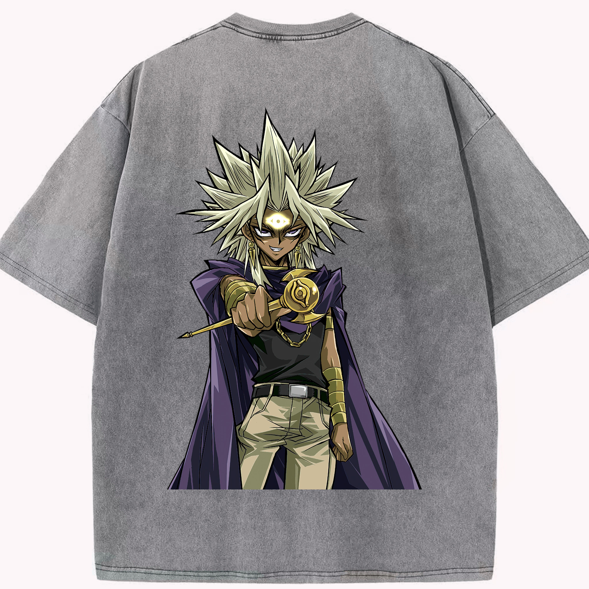 （画像用） 遊☆戯☆王 Yu-Gi-Oh! 綿100% ヴィンテージ風 半袖Tシャツ（背面プリント）