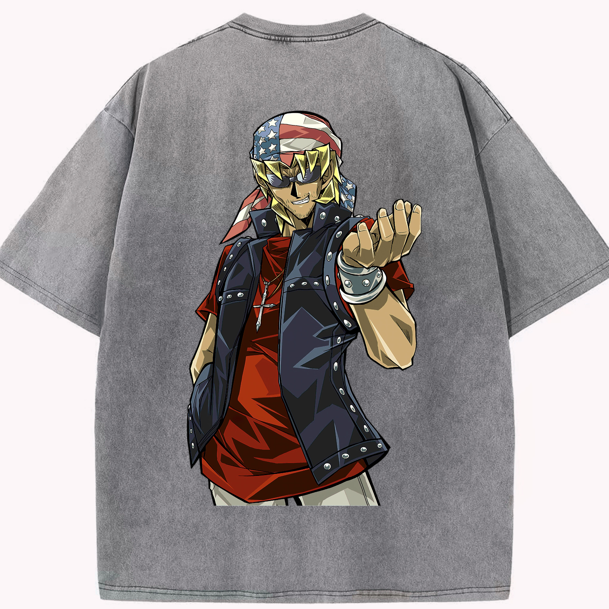 （画像用） 遊☆戯☆王 Yu-Gi-Oh! 綿100% ヴィンテージ風 半袖Tシャツ（背面プリント）