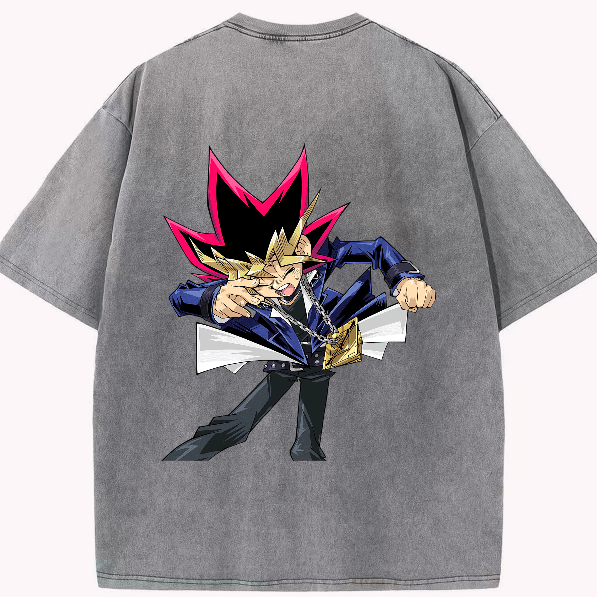 （画像用） 遊☆戯☆王 Yu-Gi-Oh! 綿100% ヴィンテージ風 半袖Tシャツ（背面プリント）