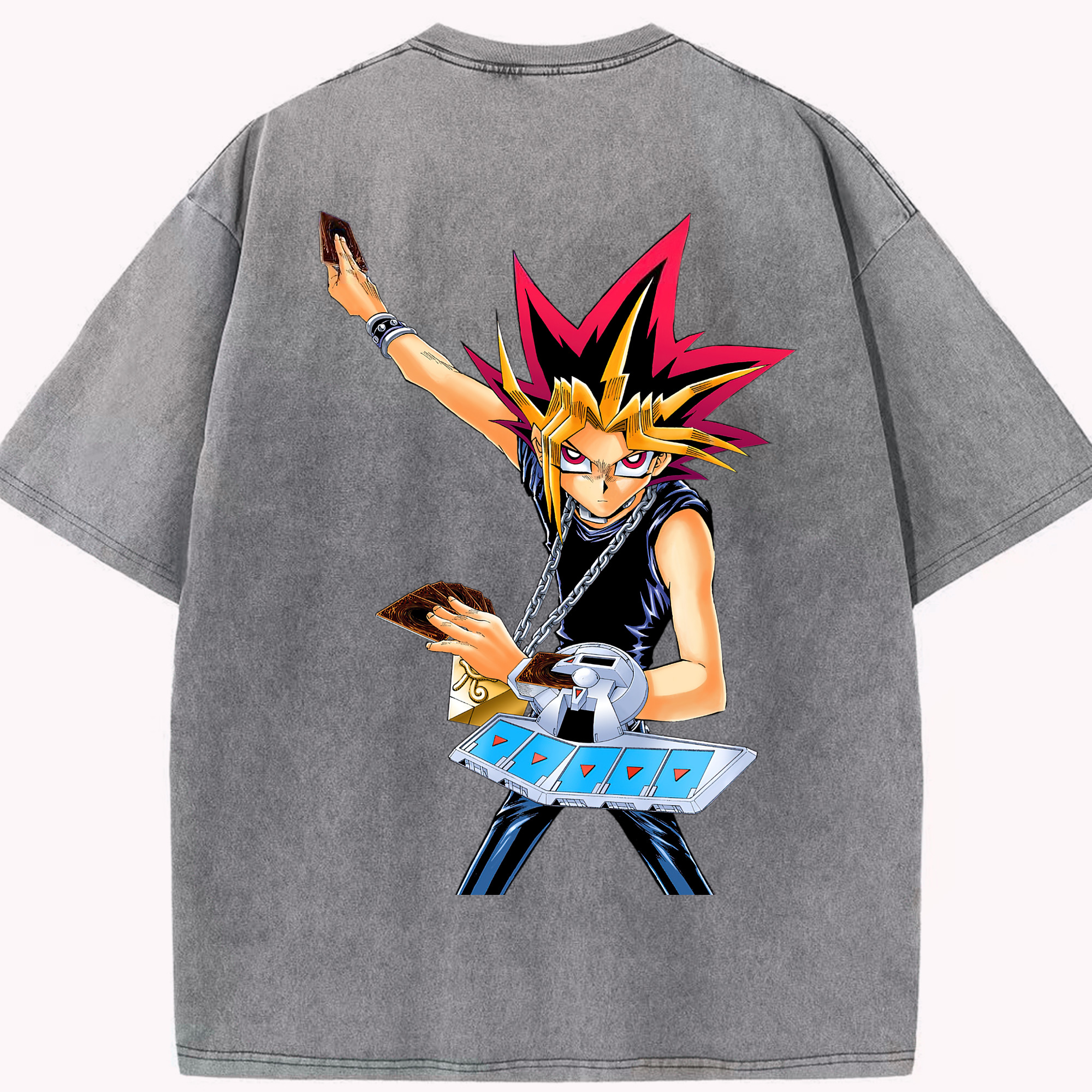 （画像用） 遊☆戯☆王 Yu-Gi-Oh! 綿100% ヴィンテージ風 半袖Tシャツ（背面プリント）