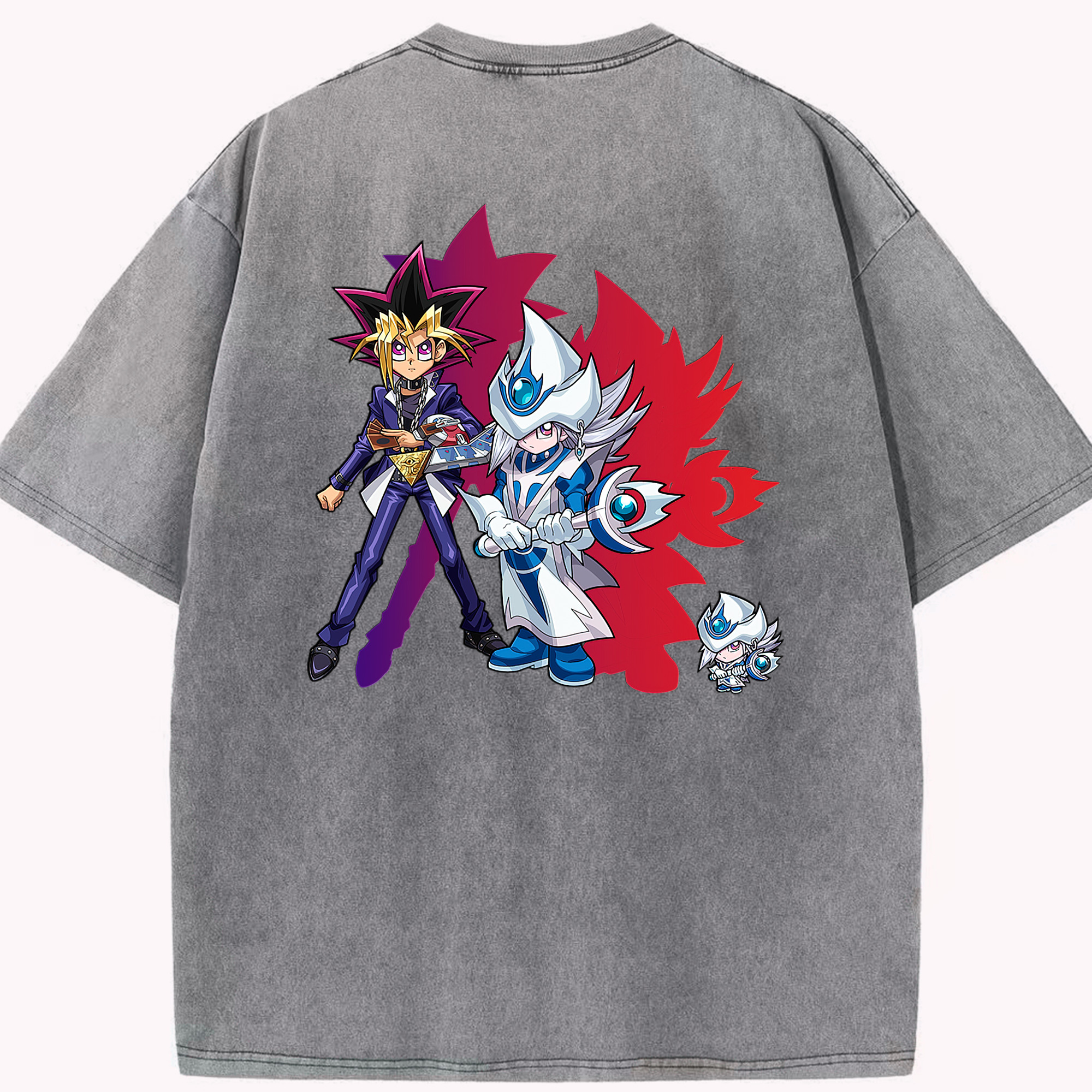 （画像用） 遊☆戯☆王 Yu-Gi-Oh! 綿100% ヴィンテージ風 半袖Tシャツ（背面プリント）