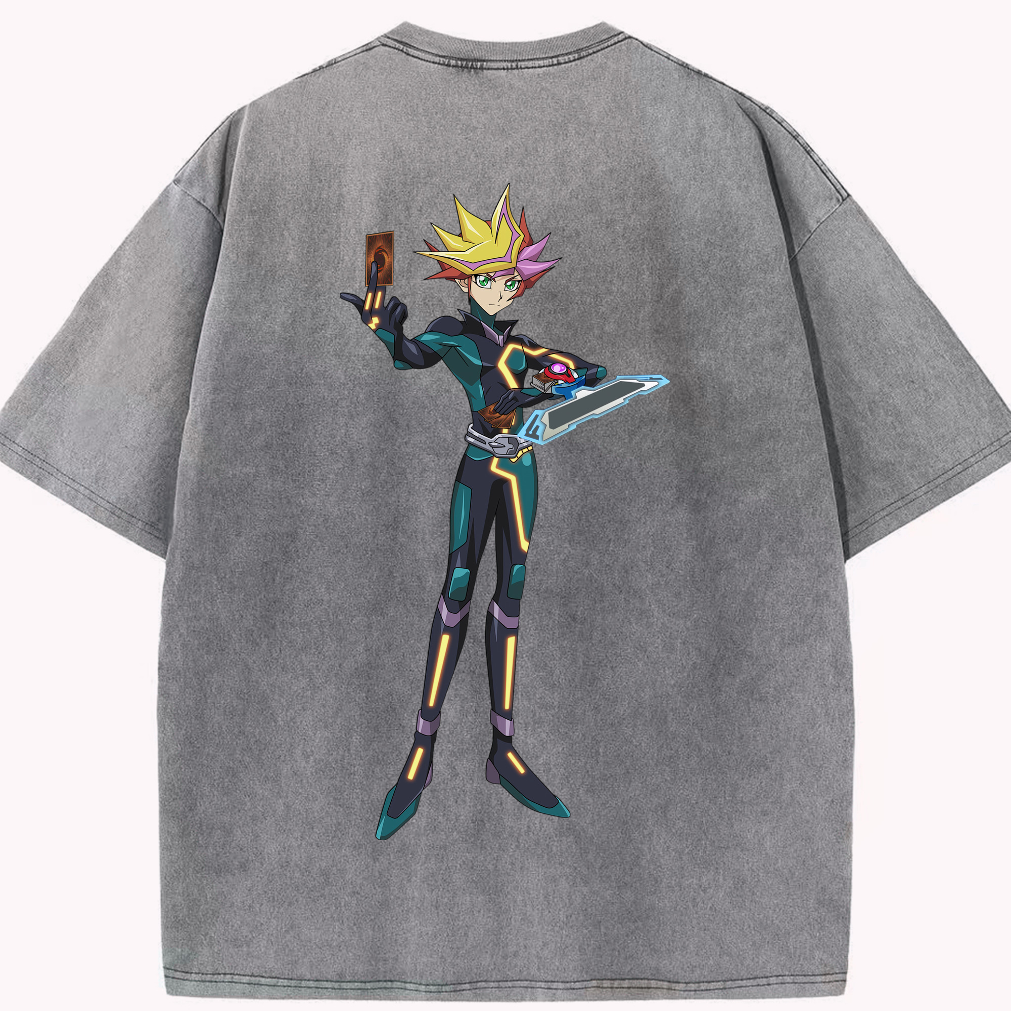 （画像用） 遊☆戯☆王 Yu-Gi-Oh! 綿100% ヴィンテージ風 半袖Tシャツ（背面プリント）