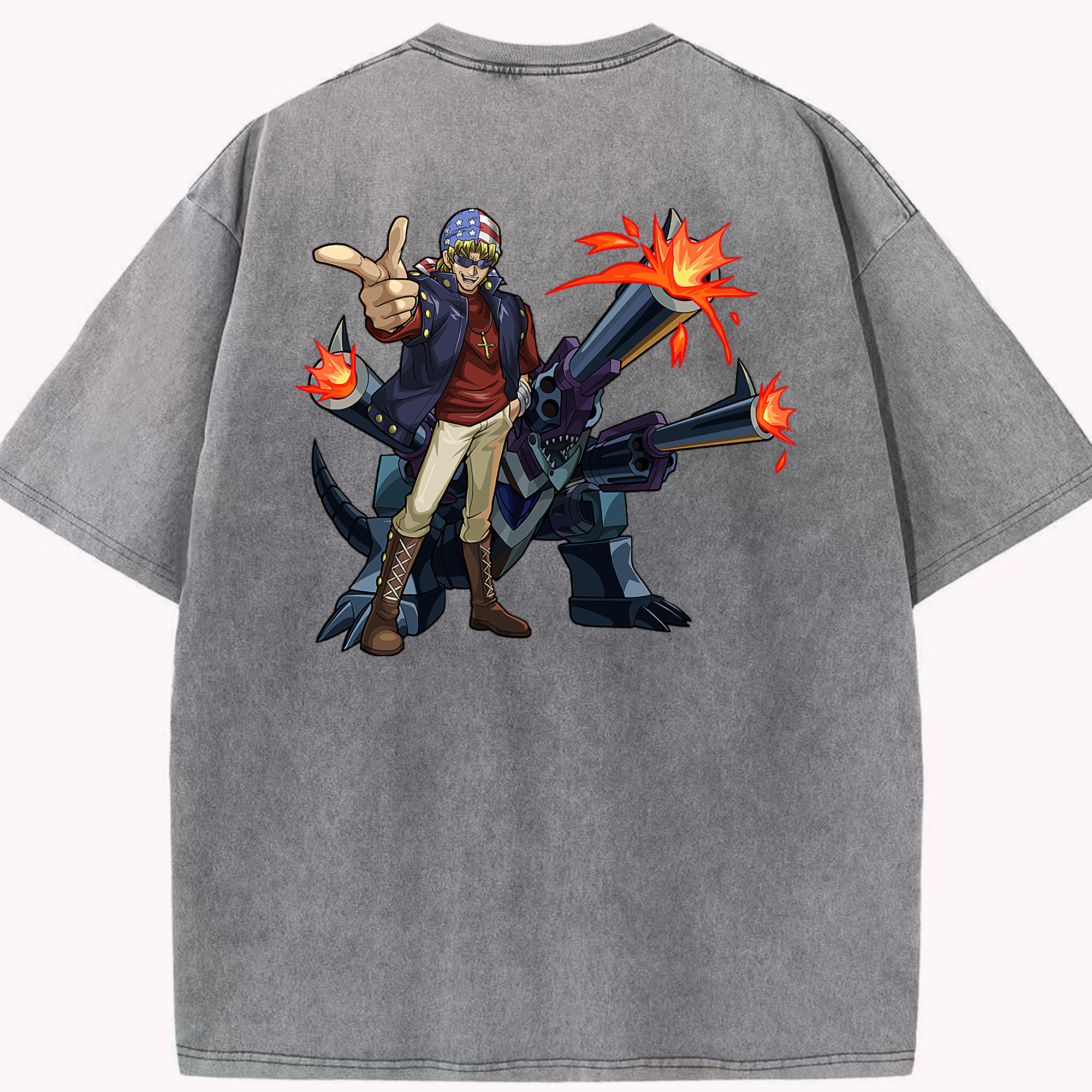 （画像用） 遊☆戯☆王 Yu-Gi-Oh! 綿100% ヴィンテージ風 半袖Tシャツ（背面プリント）