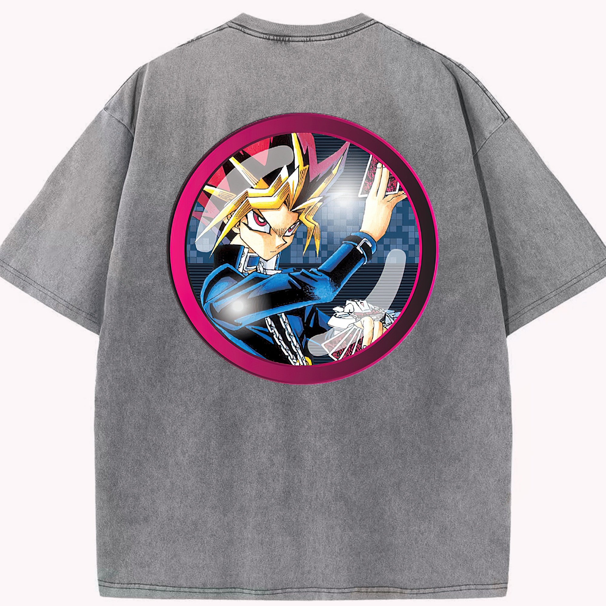 （画像用） 遊☆戯☆王 Yu-Gi-Oh! 綿100% ヴィンテージ風 半袖Tシャツ（背面プリント）
