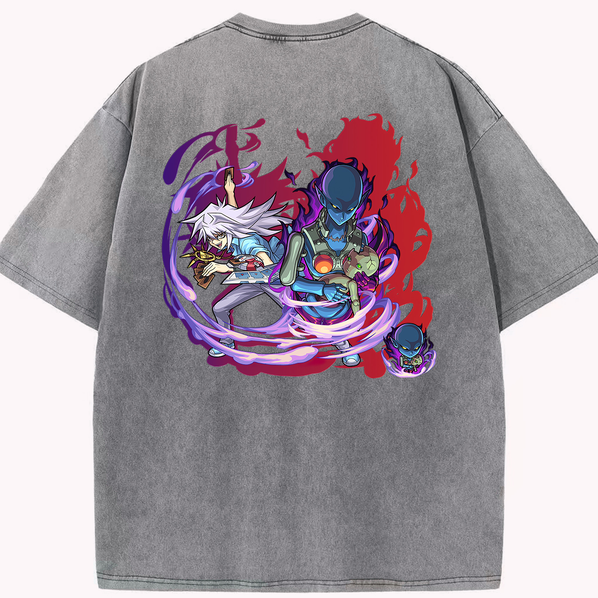（画像用） 遊☆戯☆王 Yu-Gi-Oh! 綿100% ヴィンテージ風 半袖Tシャツ（背面プリント）