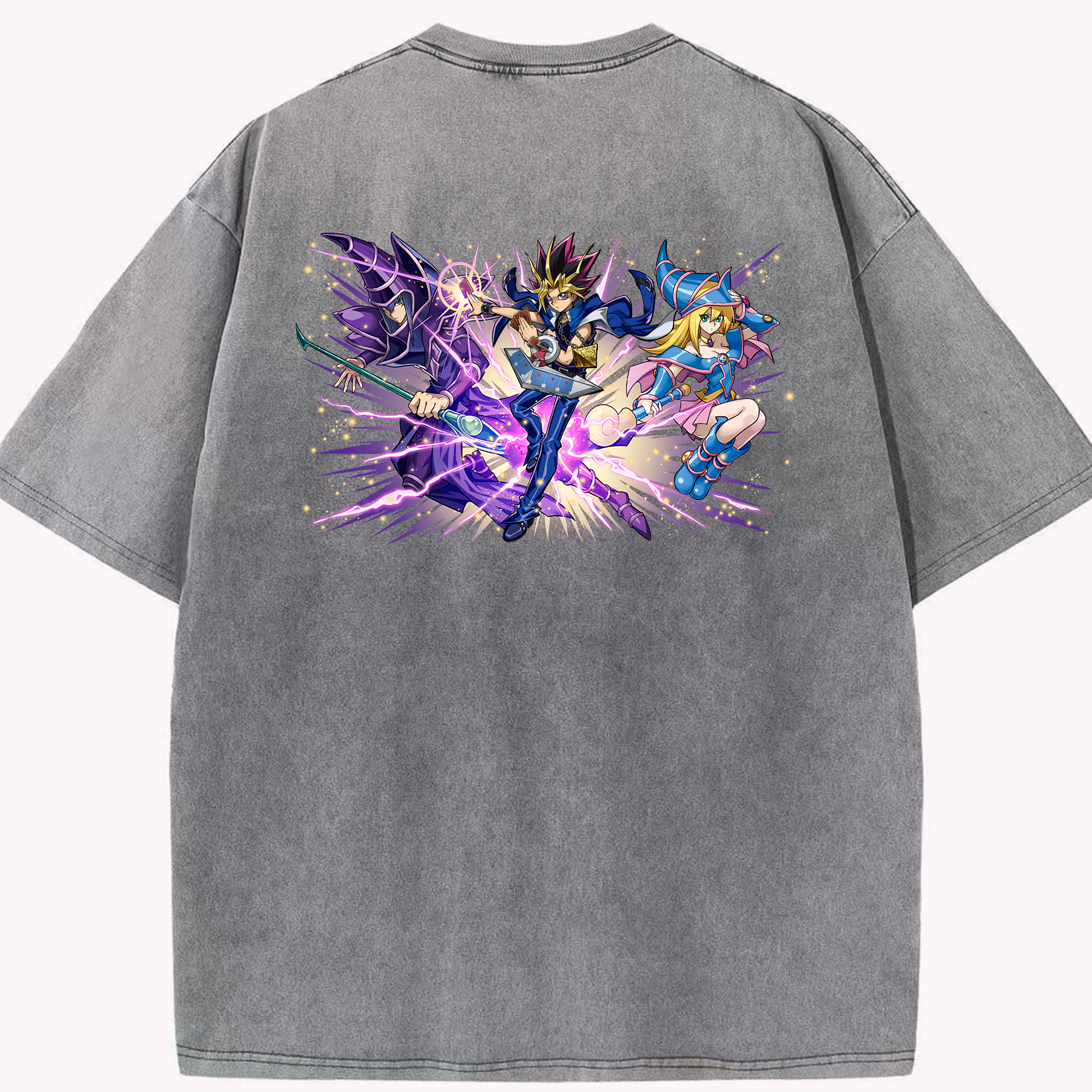 （画像用） 遊☆戯☆王 Yu-Gi-Oh! 綿100% ヴィンテージ風 半袖Tシャツ（背面プリント）