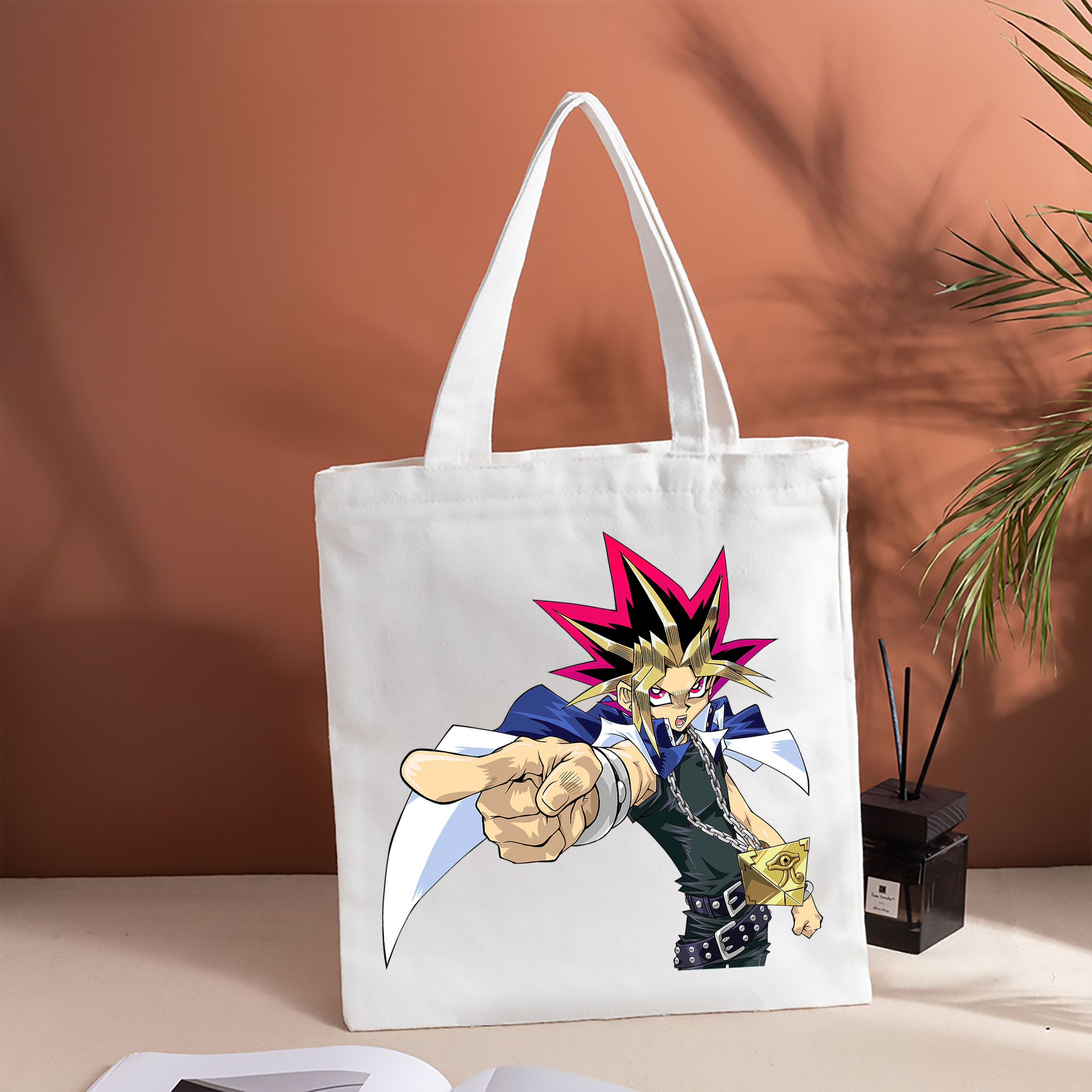 遊☆戯☆王 Yu-Gi-Oh! 縦型キャンバス生地手提げバッグ　トートバッグ