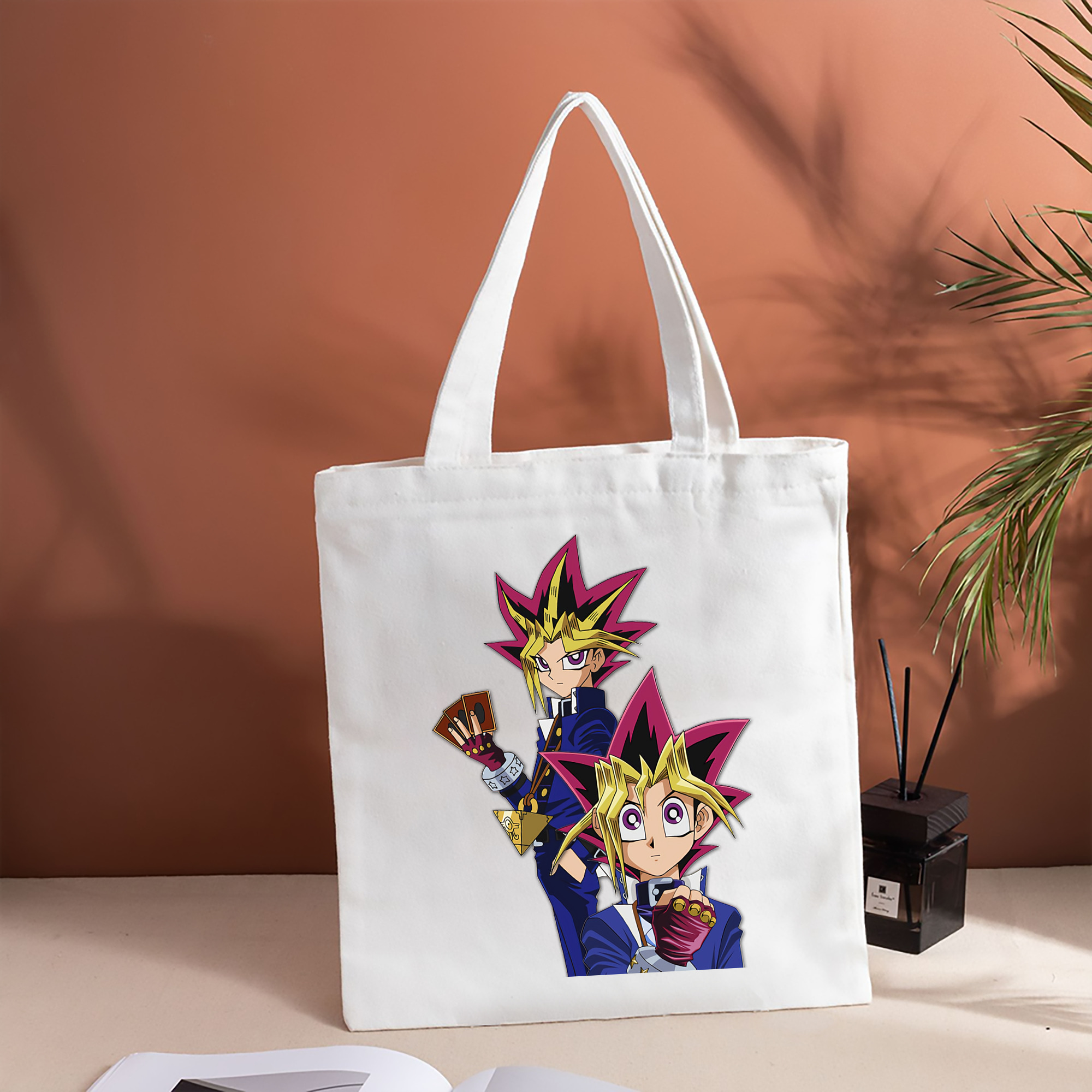遊☆戯☆王 Yu-Gi-Oh! 縦型キャンバス生地手提げバッグ　トートバッグ