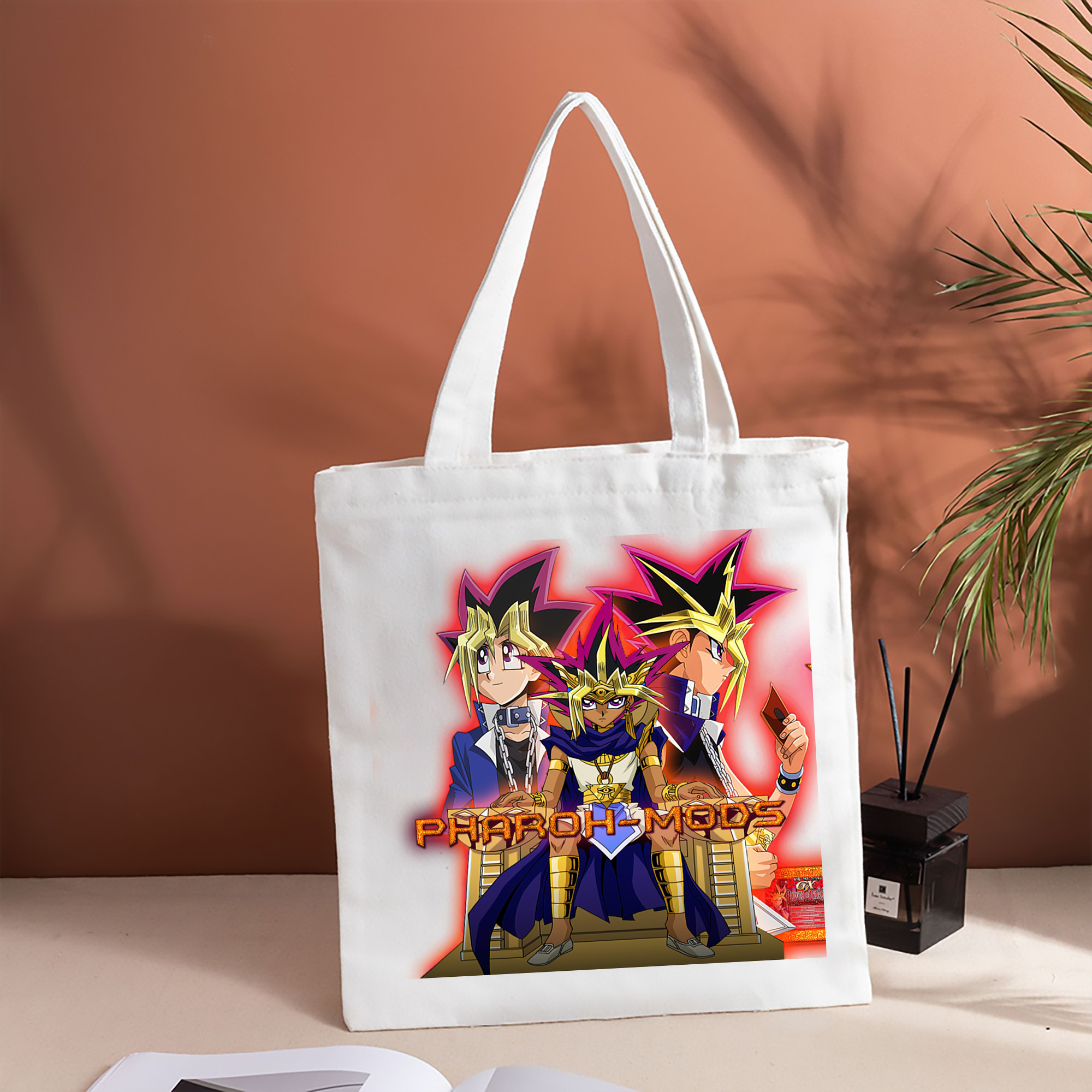 遊☆戯☆王 Yu-Gi-Oh! 縦型キャンバス生地手提げバッグ　トートバッグ