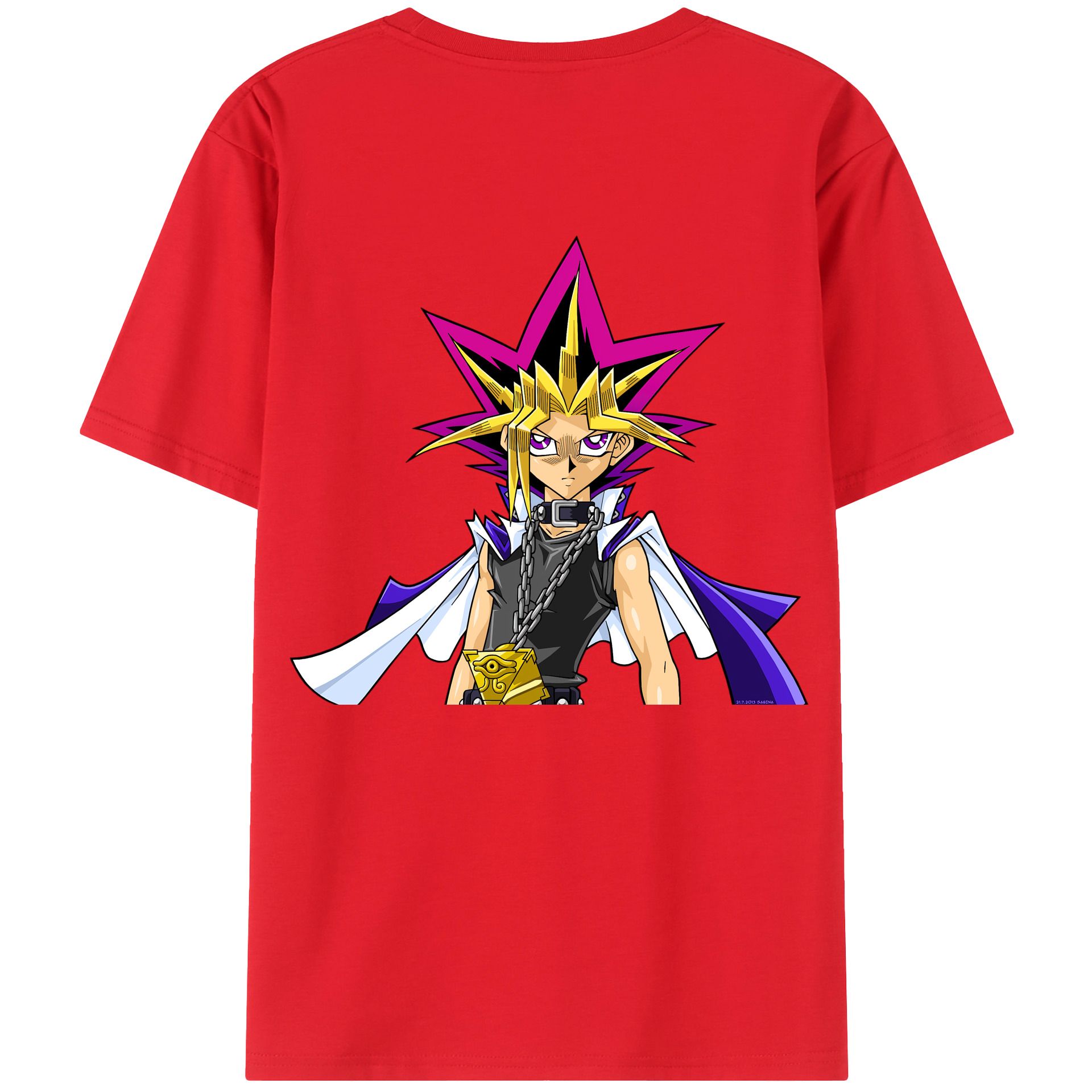 （画像用） 遊☆戯☆王 Yu-Gi-Oh! 綿100％ メンズ半袖Tシャツ（バックプリント） 通気性