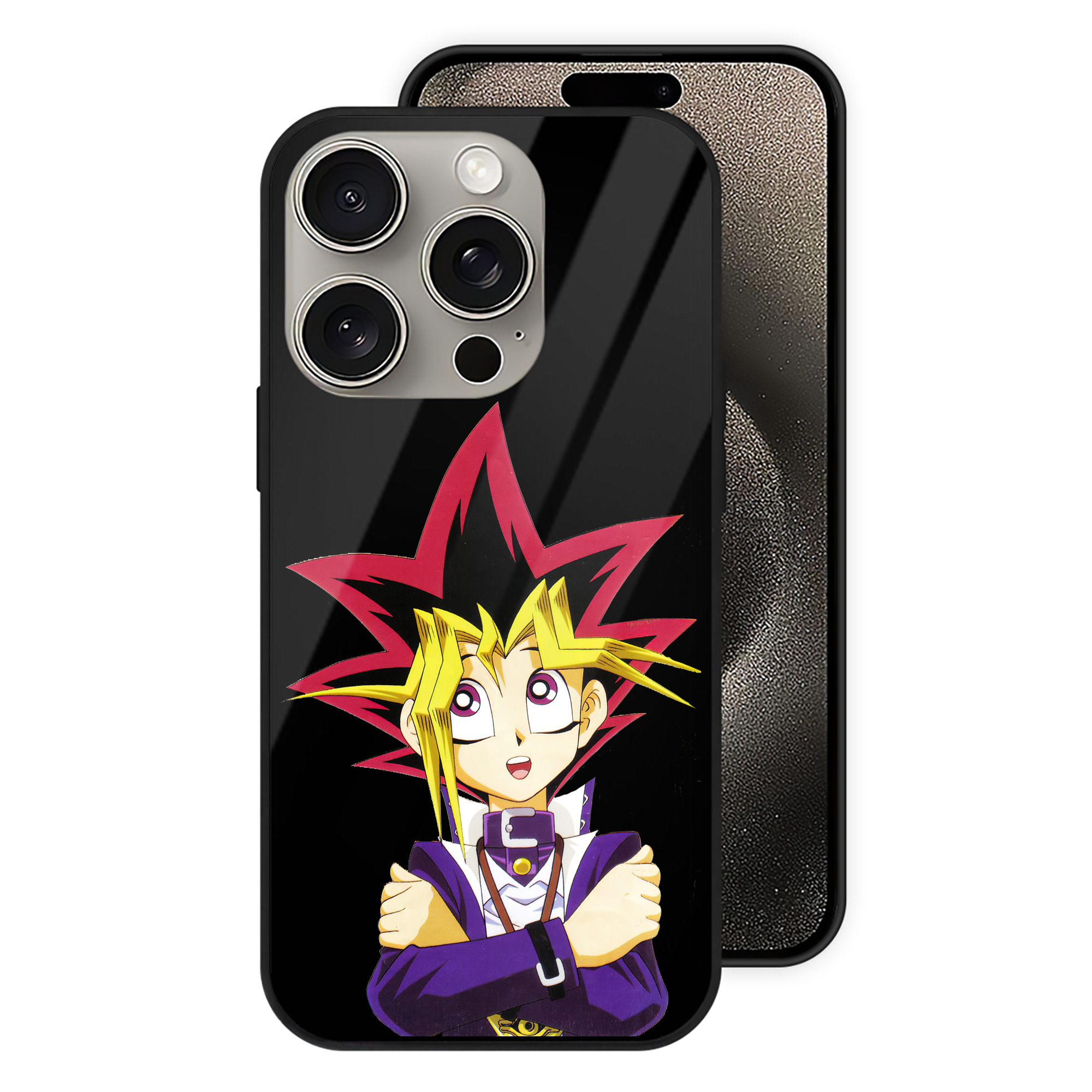 （画像用） 遊☆戯☆王 Yu-Gi-Oh! 【iPhone15Pro対応】スマホケース 耐衝撃＆黄変防止 背面ガラス