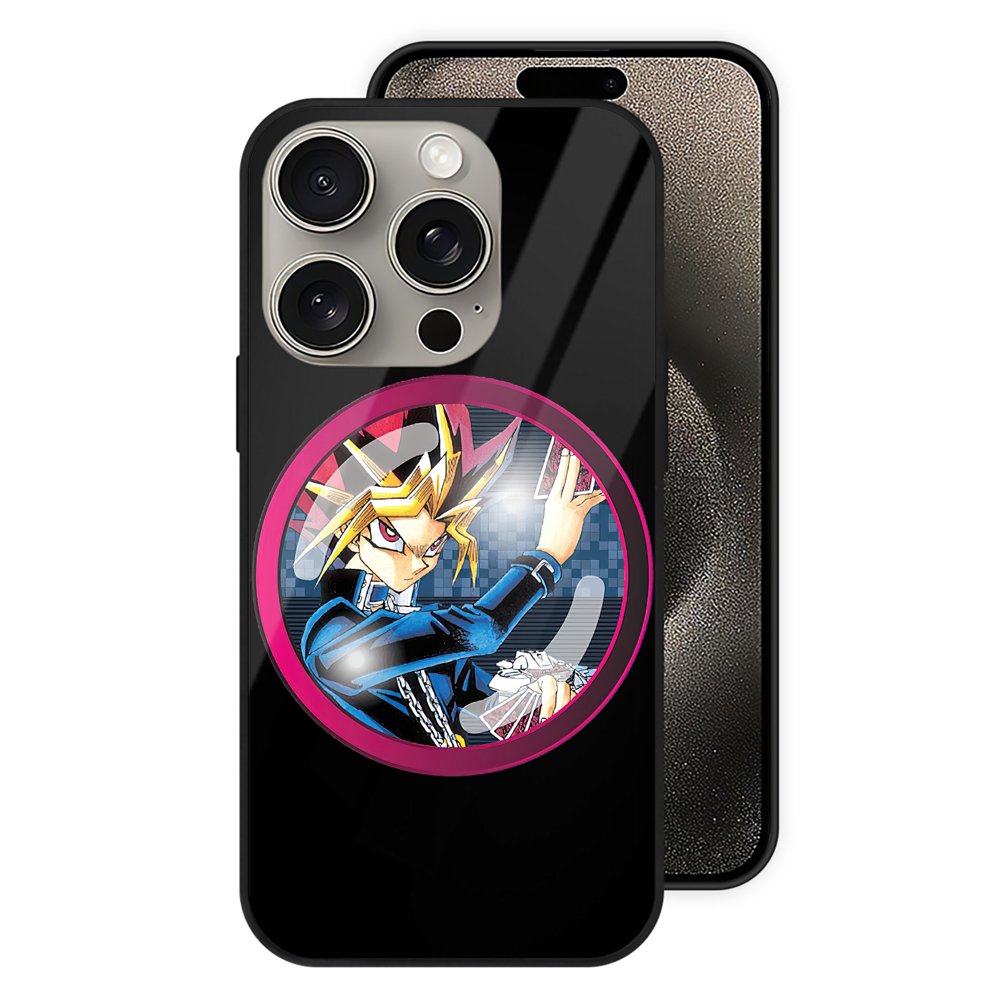 遊☆戯☆王 Yu-Gi-Oh! 【iPhone15Pro対応】スマホケース 耐衝撃＆黄変防止 背面ガラス