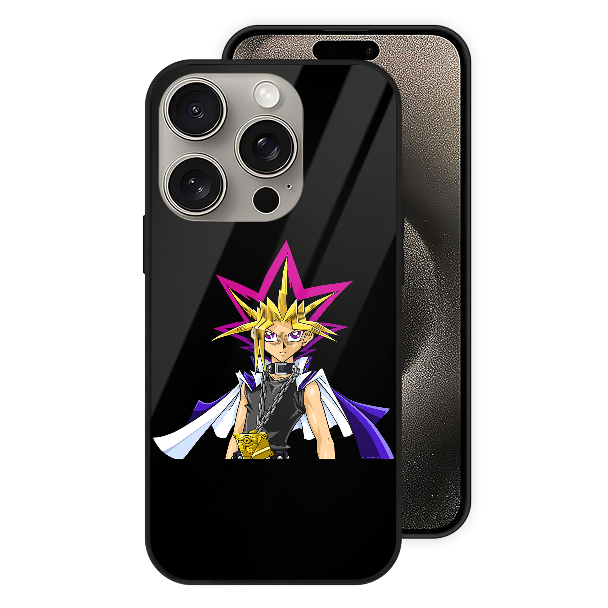 （画像用） 遊☆戯☆王 Yu-Gi-Oh! 【iPhone15Pro対応】スマホケース 耐衝撃＆黄変防止 背面ガラス