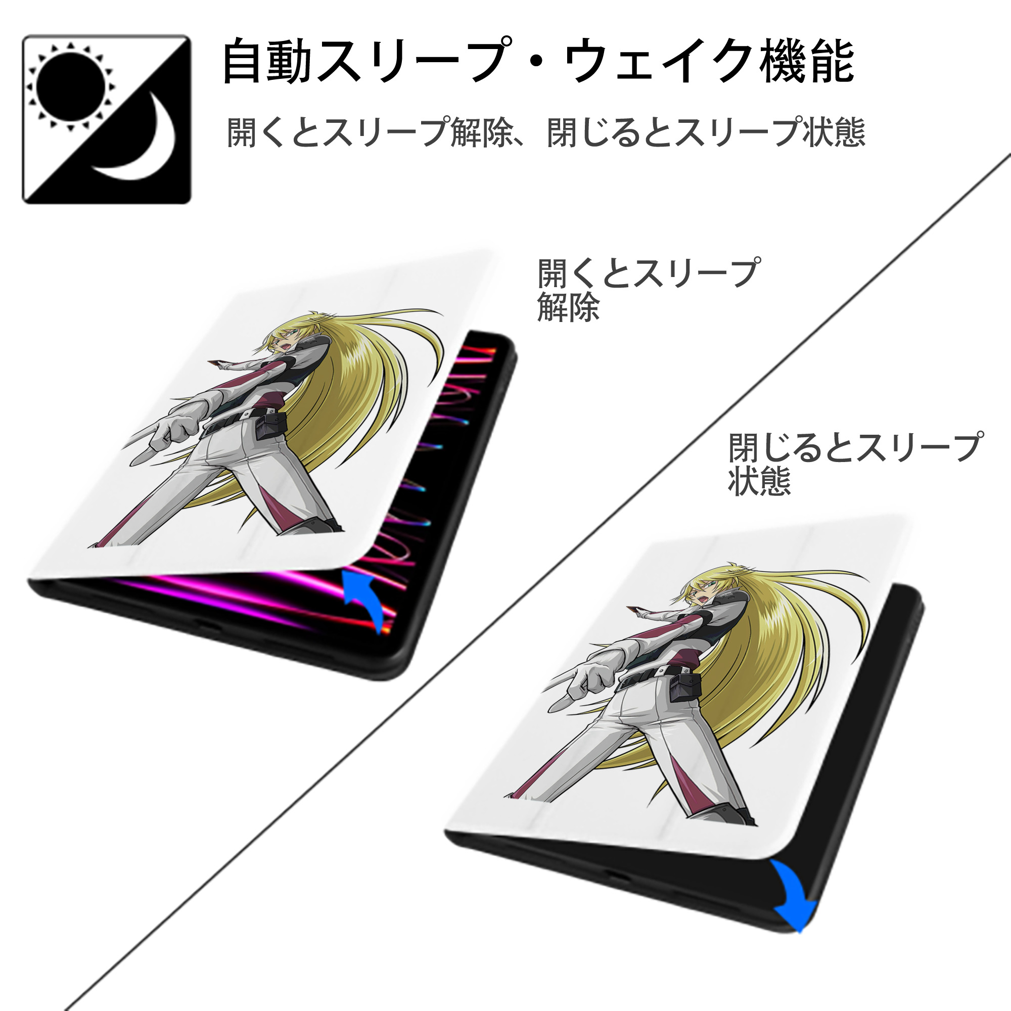 遊☆戯☆王 Yu-Gi-Oh! IPad ケース ペン収納付き 三つ折りスタンド PUレザー×シリコン 対応機種9.5/10.5/10.9インチ