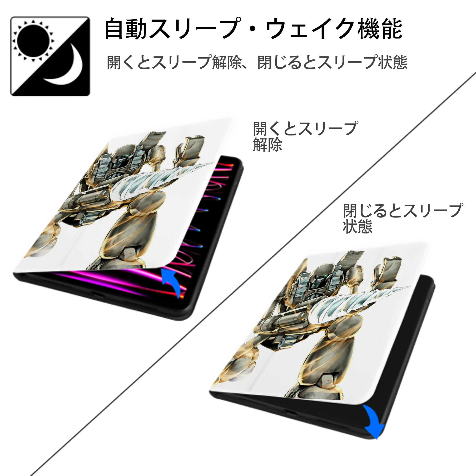 遊☆戯☆王 Yu-Gi-Oh! IPad ケース ペン収納付き 三つ折りスタンド PUレザー×シリコン 対応機種9.5/10.5/10.9インチ