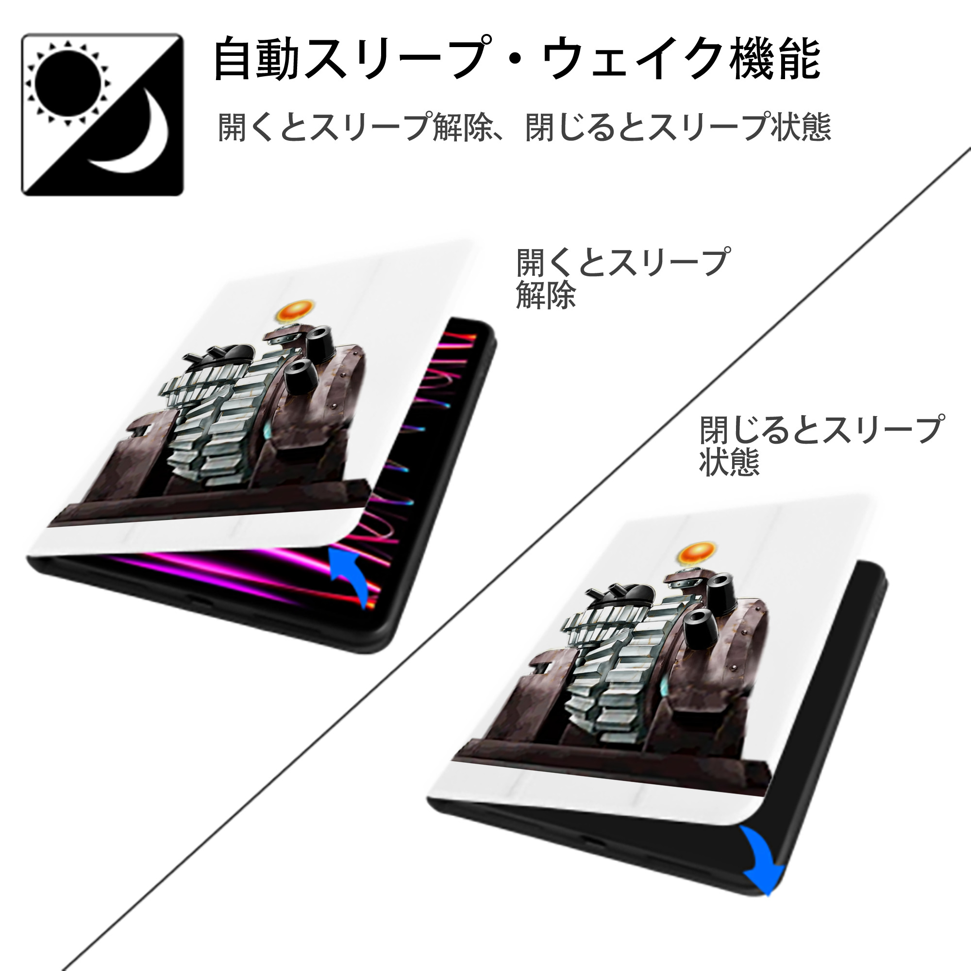遊☆戯☆王 Yu-Gi-Oh! IPad ケース ペン収納付き 三つ折りスタンド PUレザー×シリコン 対応機種9.5/10.5/10.9インチ