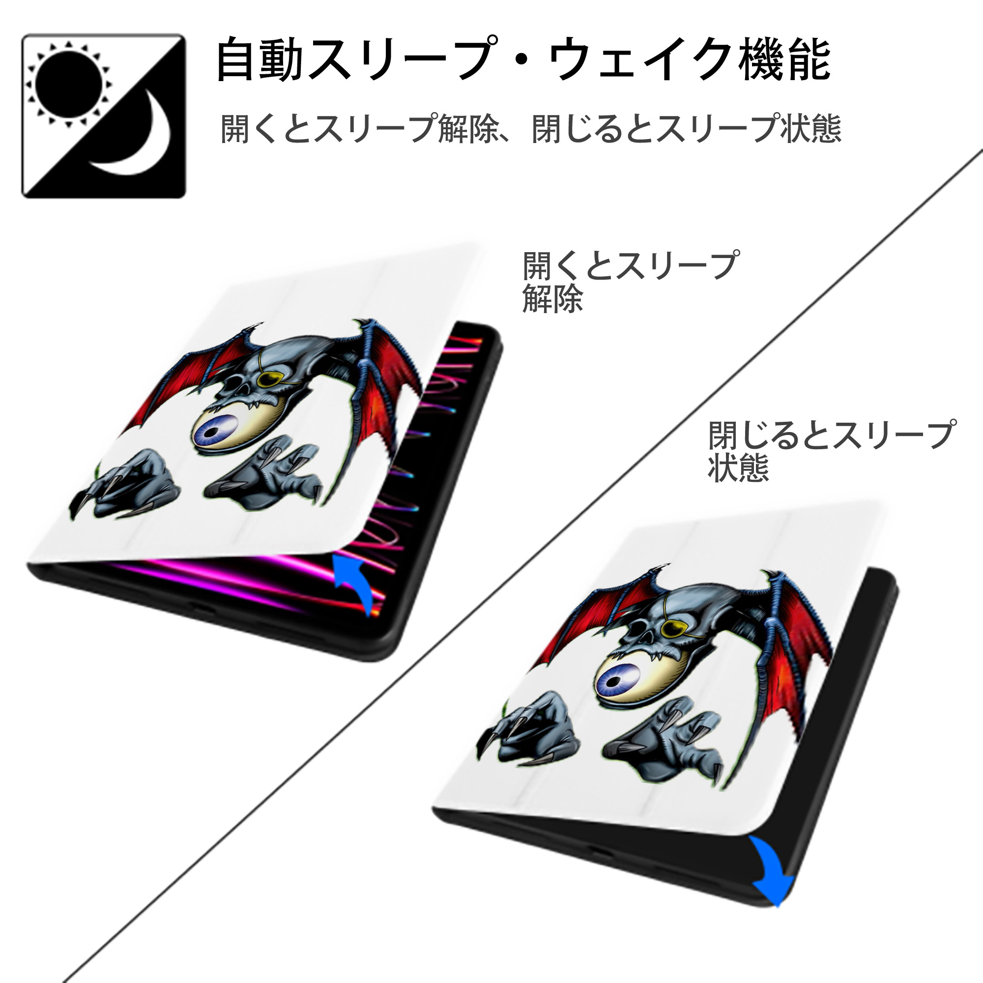 遊☆戯☆王 Yu-Gi-Oh! IPad ケース ペン収納付き 三つ折りスタンド PUレザー×シリコン 対応機種9.5/10.5/10.9インチ