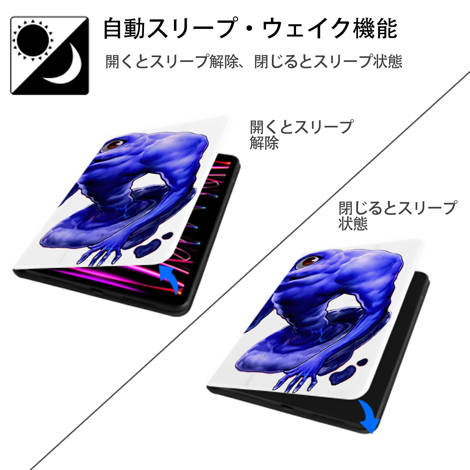 遊☆戯☆王 Yu-Gi-Oh! IPad ケース ペン収納付き 三つ折りスタンド PUレザー×シリコン 対応機種9.5/10.5/10.9インチ