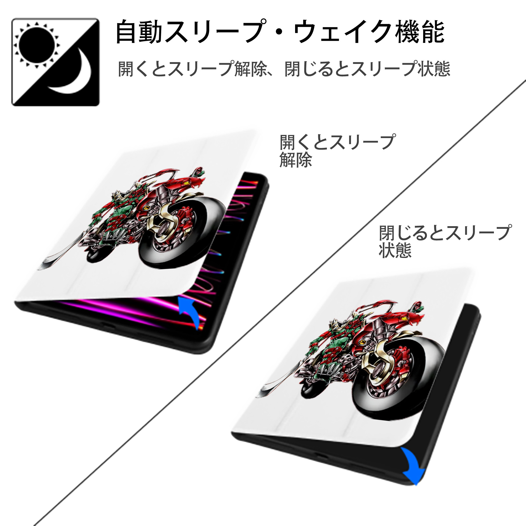 遊☆戯☆王 Yu-Gi-Oh! IPad ケース ペン収納付き 三つ折りスタンド PUレザー×シリコン 対応機種9.5/10.5/10.9インチ