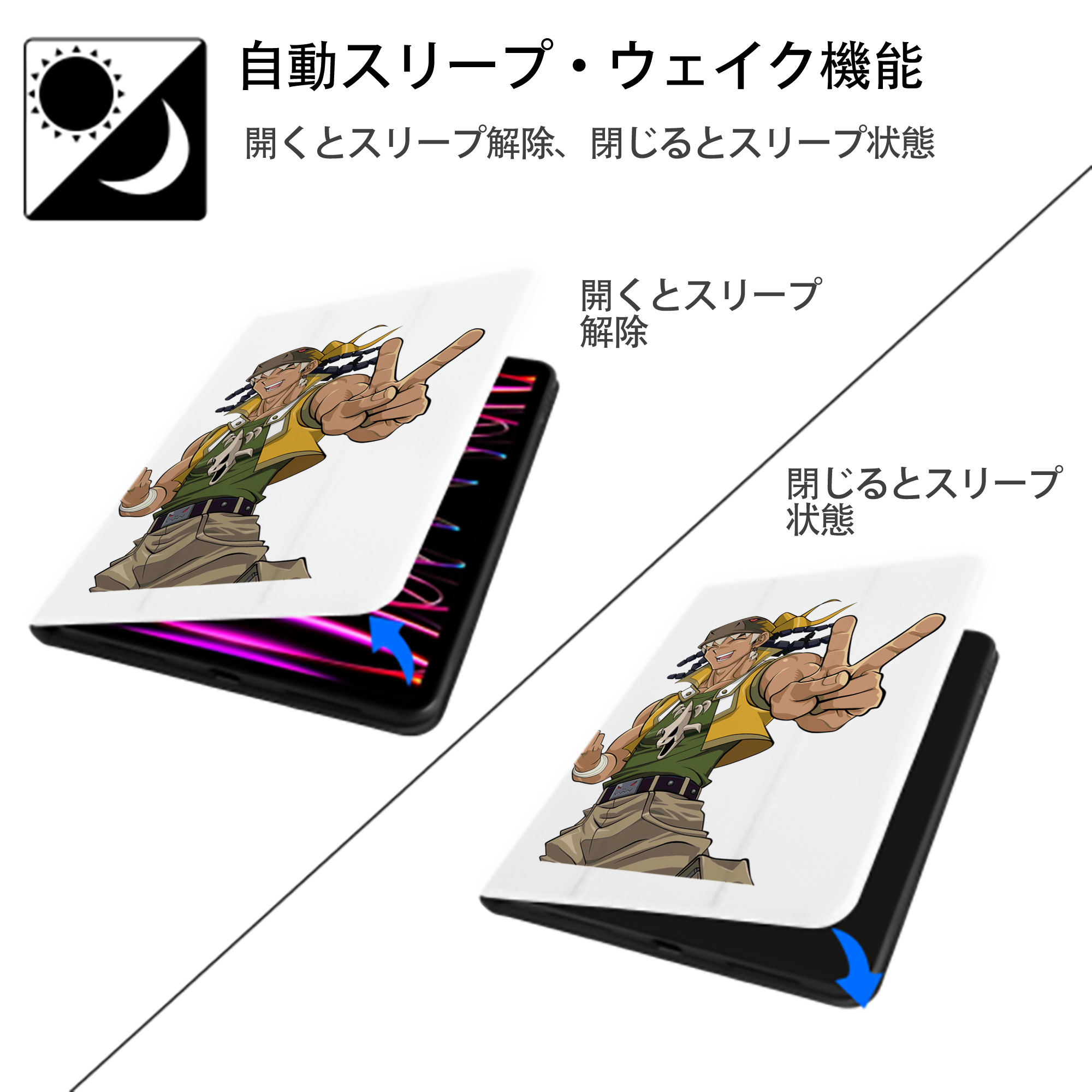 遊☆戯☆王 Yu-Gi-Oh! IPad ケース ペン収納付き 三つ折りスタンド PUレザー×シリコン 対応機種9.5/10.5/10.9インチ
