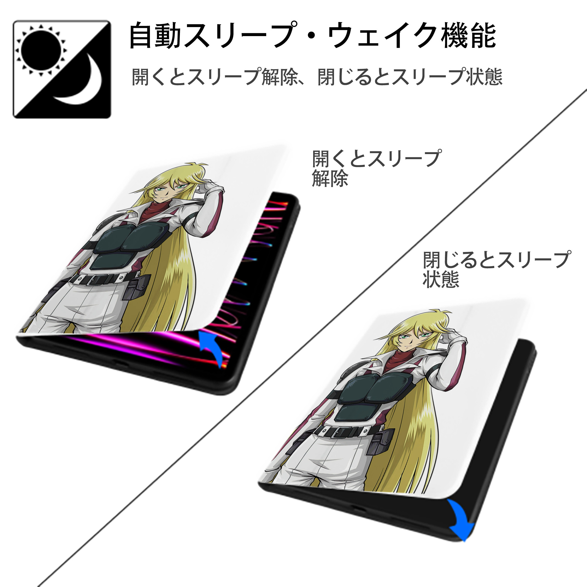 遊☆戯☆王 Yu-Gi-Oh! IPad ケース ペン収納付き 三つ折りスタンド PUレザー×シリコン 対応機種9.5/10.5/10.9インチ