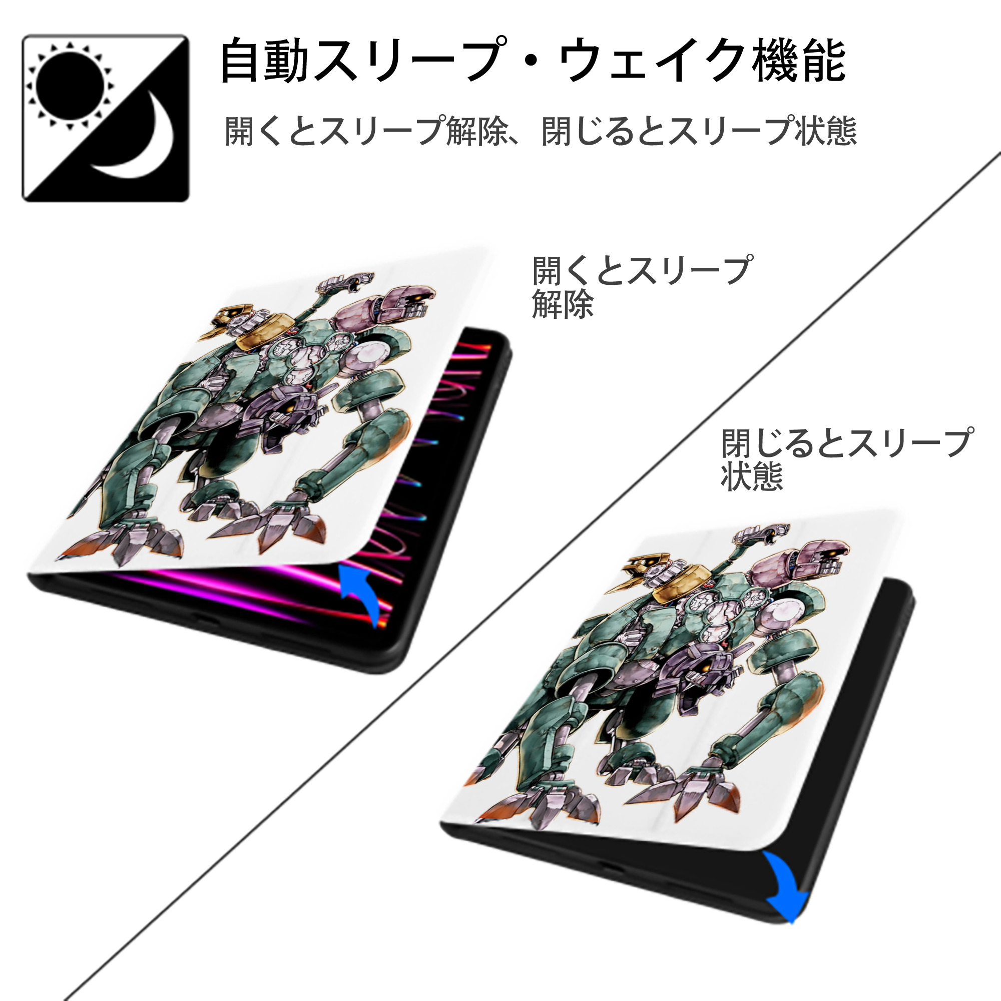 遊☆戯☆王 Yu-Gi-Oh! IPad ケース ペン収納付き 三つ折りスタンド PUレザー×シリコン 対応機種9.5/10.5/10.9インチ