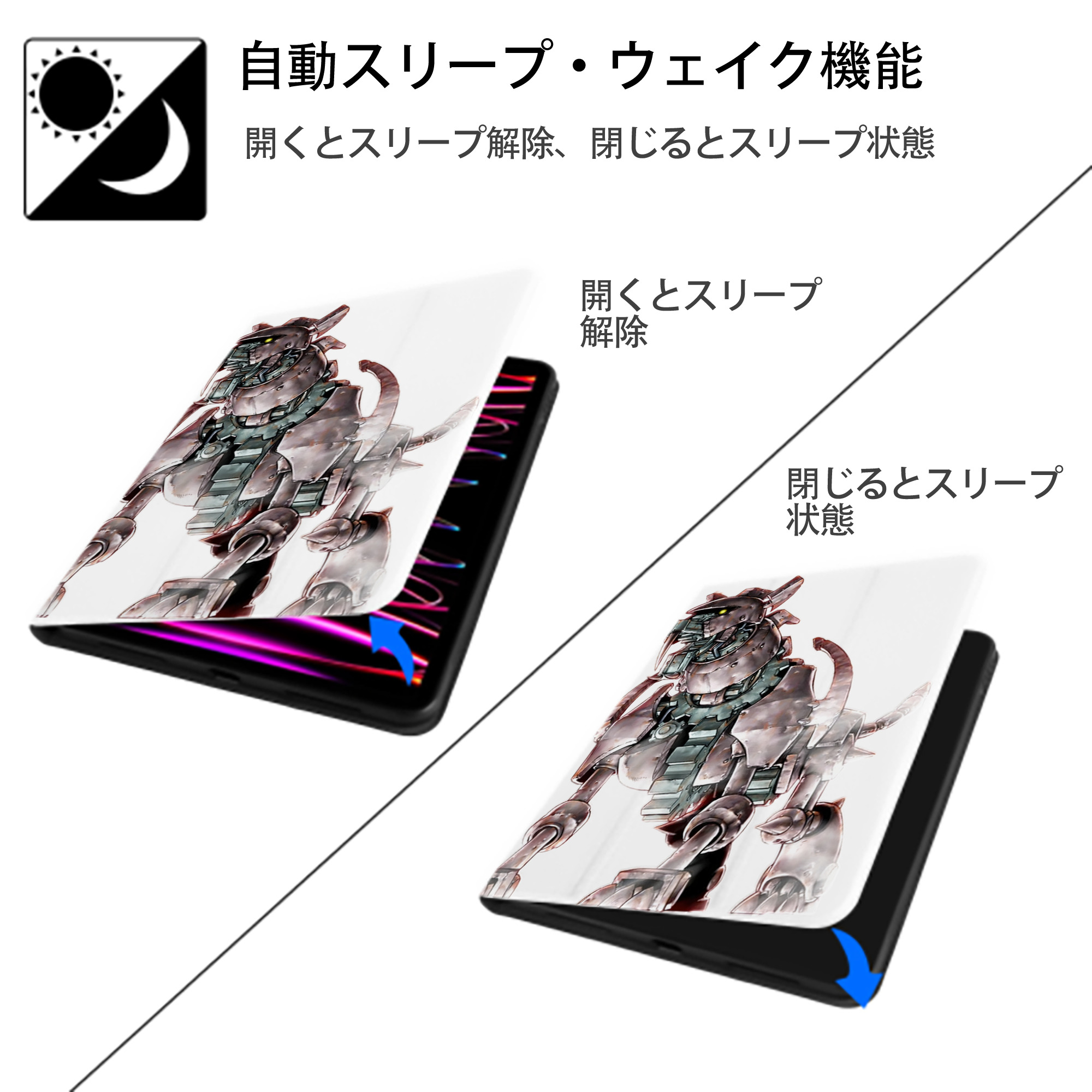 遊☆戯☆王 Yu-Gi-Oh! IPad ケース ペン収納付き 三つ折りスタンド PUレザー×シリコン 対応機種9.5/10.5/10.9インチ