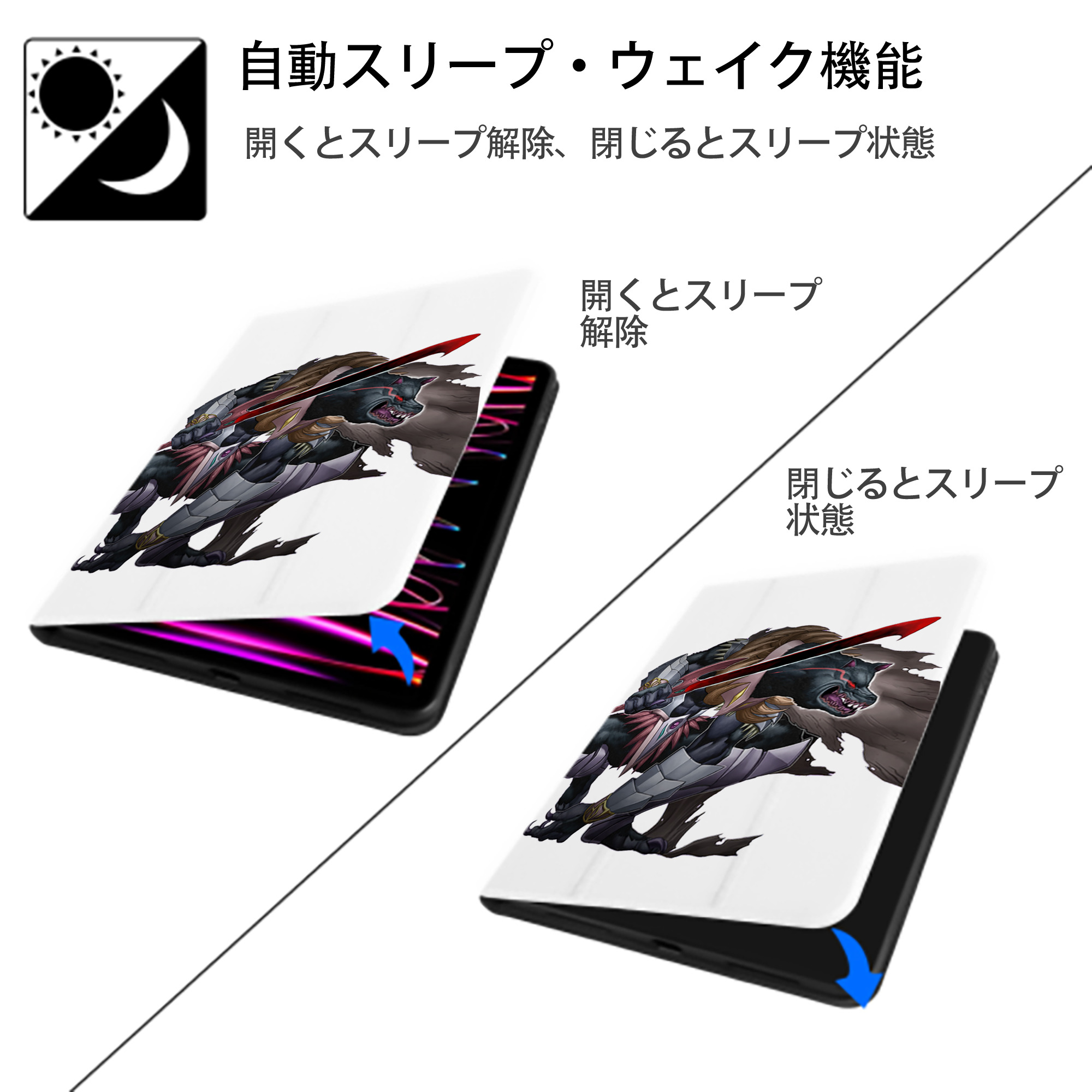 遊☆戯☆王 Yu-Gi-Oh! IPad ケース ペン収納付き 三つ折りスタンド PUレザー×シリコン 対応機種9.5/10.5/10.9インチ