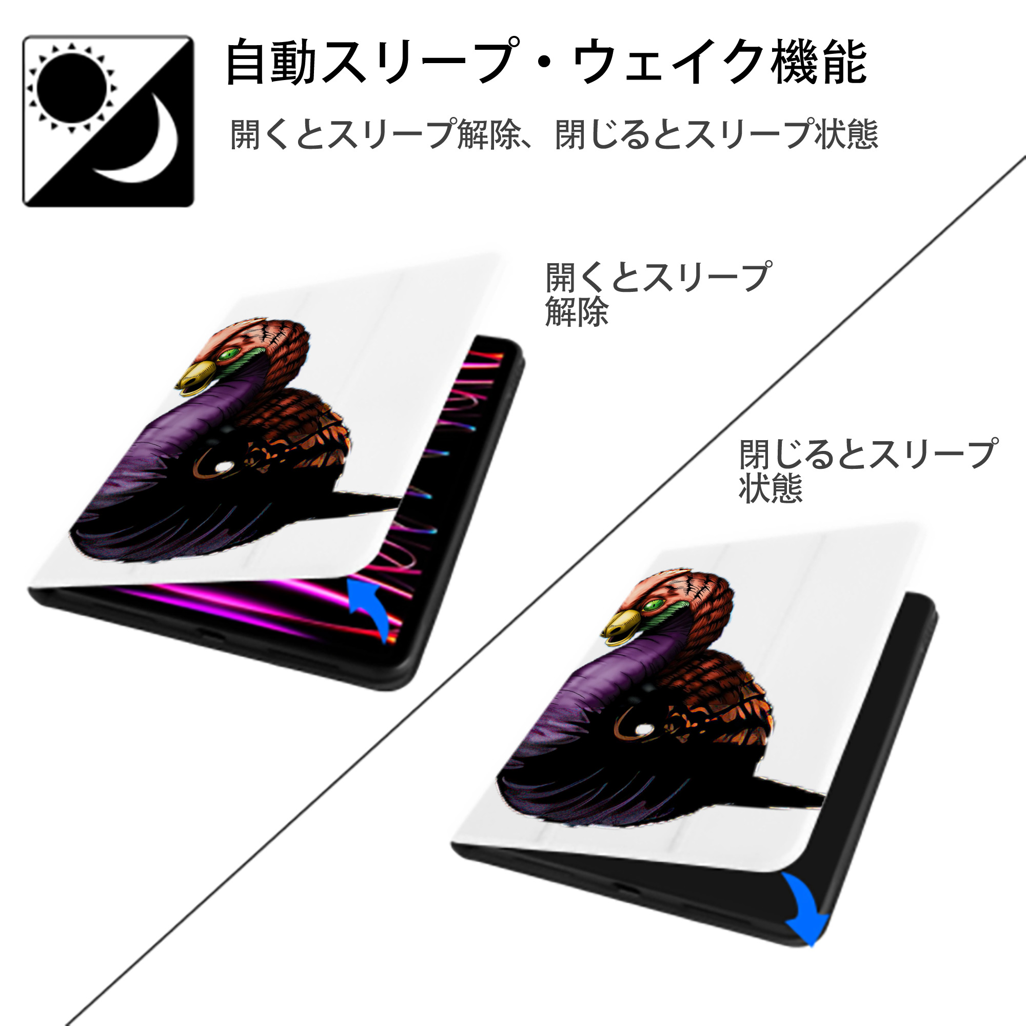 遊☆戯☆王 Yu-Gi-Oh! IPad ケース ペン収納付き 三つ折りスタンド PUレザー×シリコン 対応機種9.5/10.5/10.9インチ