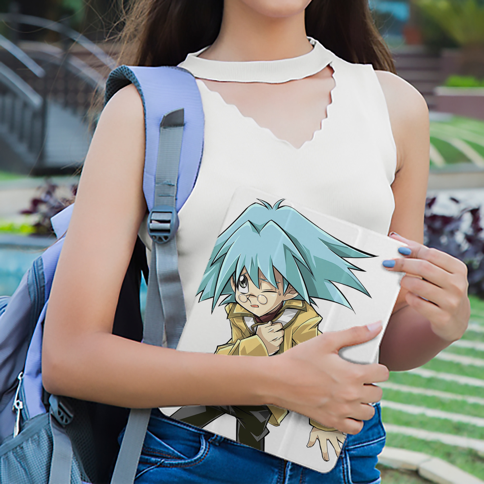遊☆戯☆王 Yu-Gi-Oh! IPad ケース ペン収納付き 三つ折りスタンド PUレザー×シリコン 対応機種9.5/10.5/10.9インチ