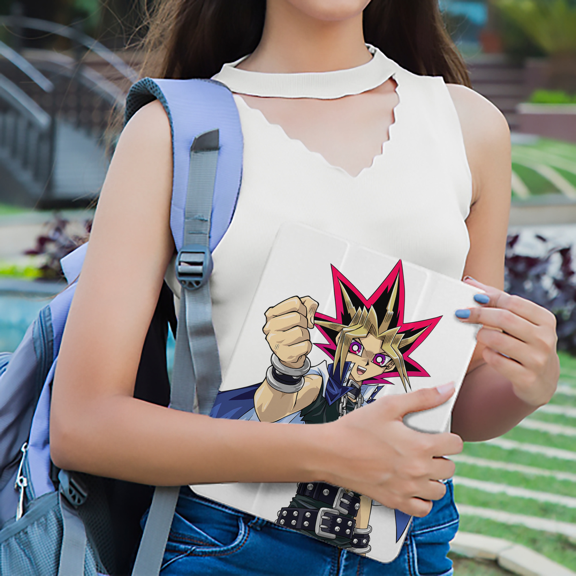 遊☆戯☆王 Yu-Gi-Oh! IPad ケース ペン収納付き 三つ折りスタンド PUレザー×シリコン 対応機種9.5/10.5/10.9インチ